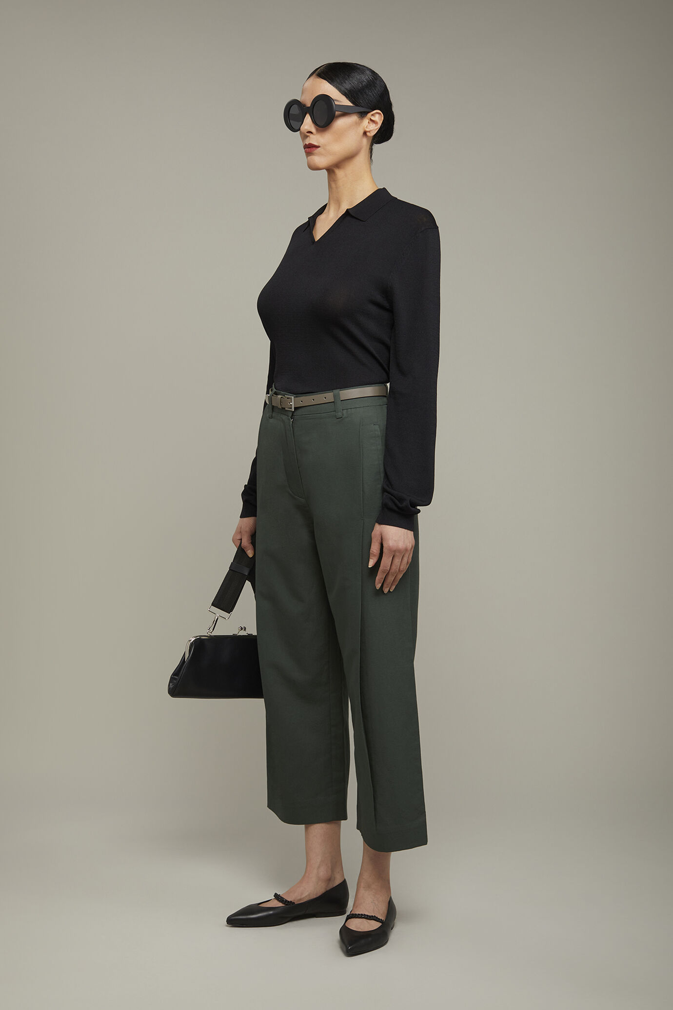 Langärmeliges Damen-Poloshirt aus Strick image number 1