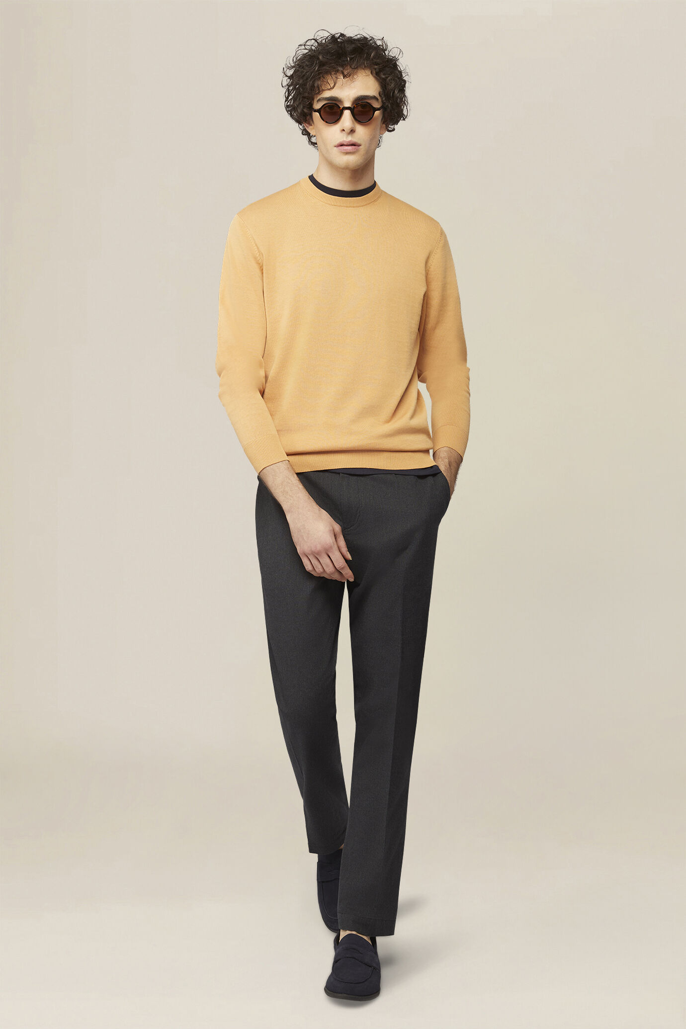 Men's crew neck jumper in 100% cotton image number 1