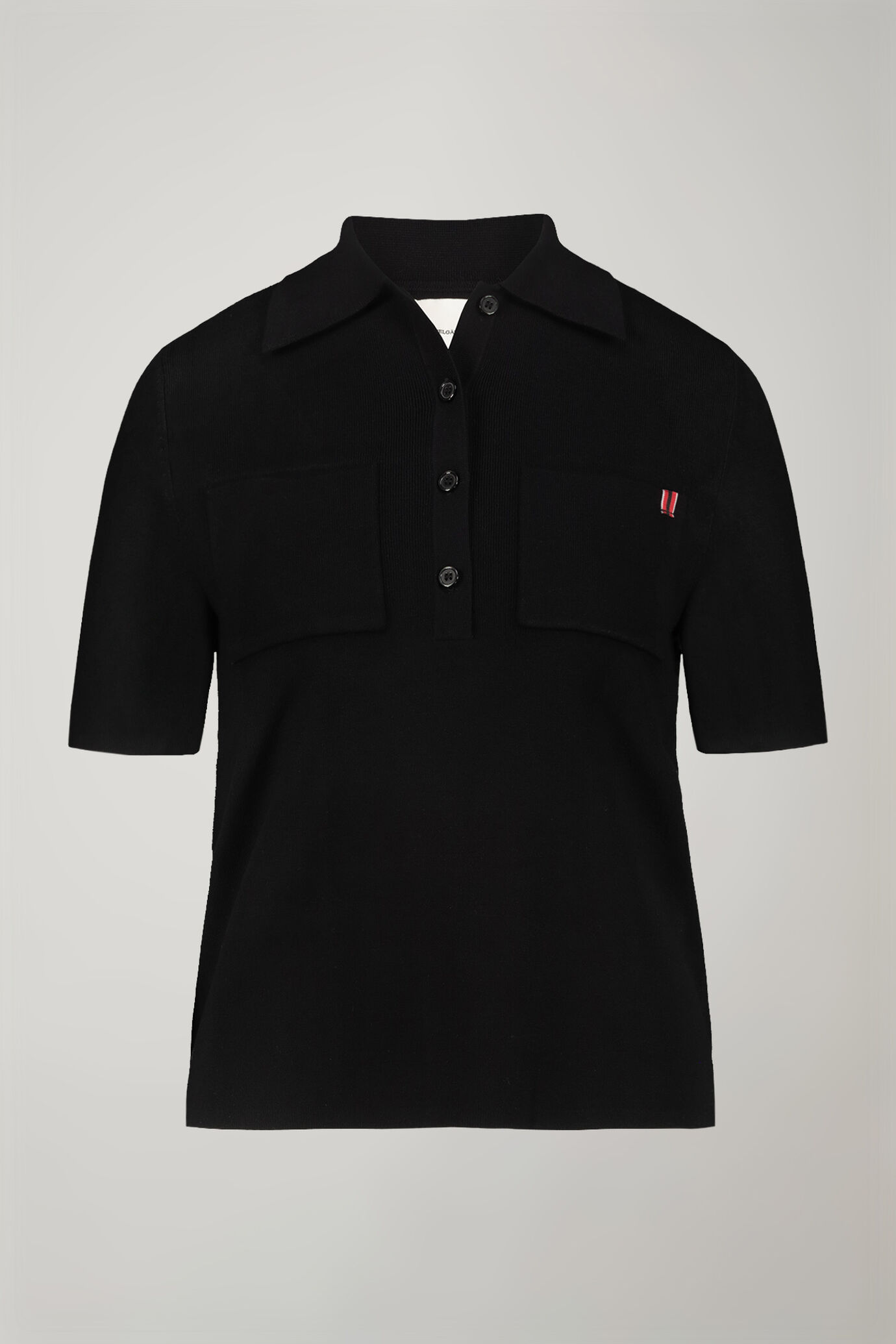 Einfarbiges Damen-Poloshirt mit kurzen Ärmeln aus Strick image number 4