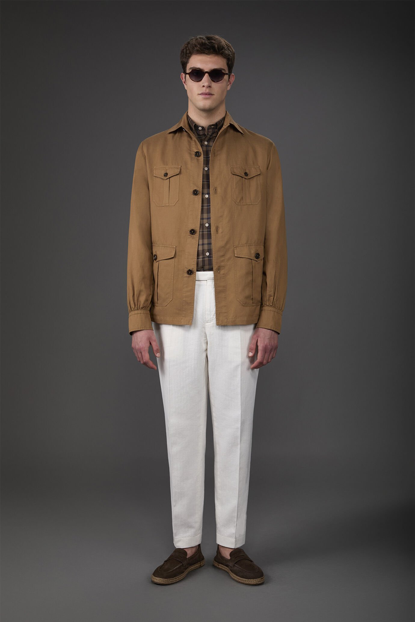 Giacca camicia uomo con tasche a toppa