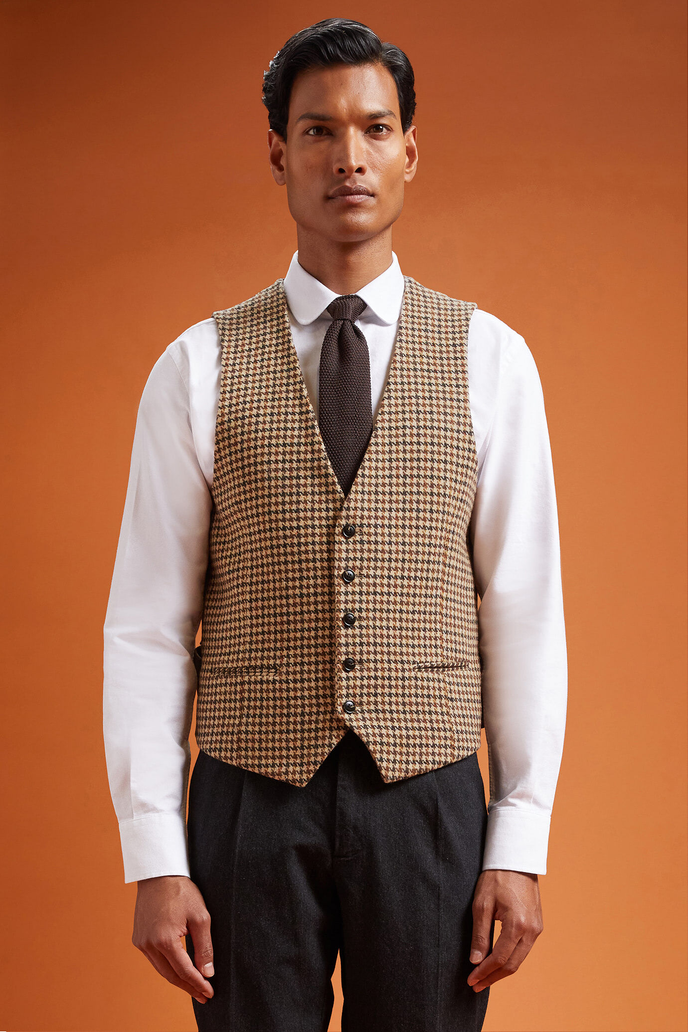 Gilet uomo classico tessuto pied de poule Wool Blend regular fit image number 0