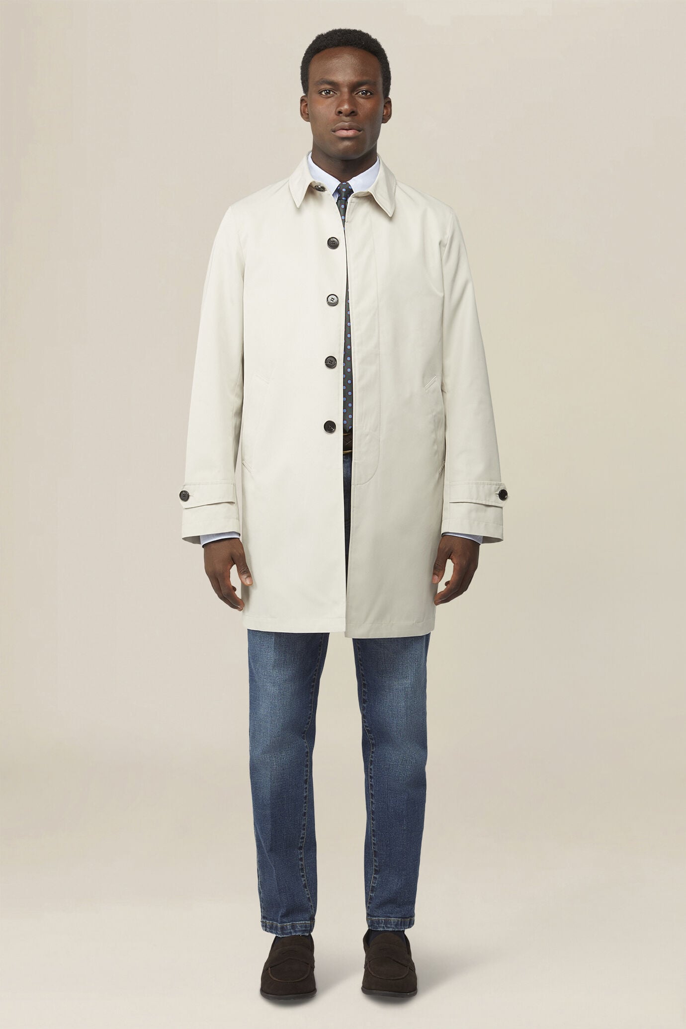 Men's waterproof technical fabric raincoat, regular fit