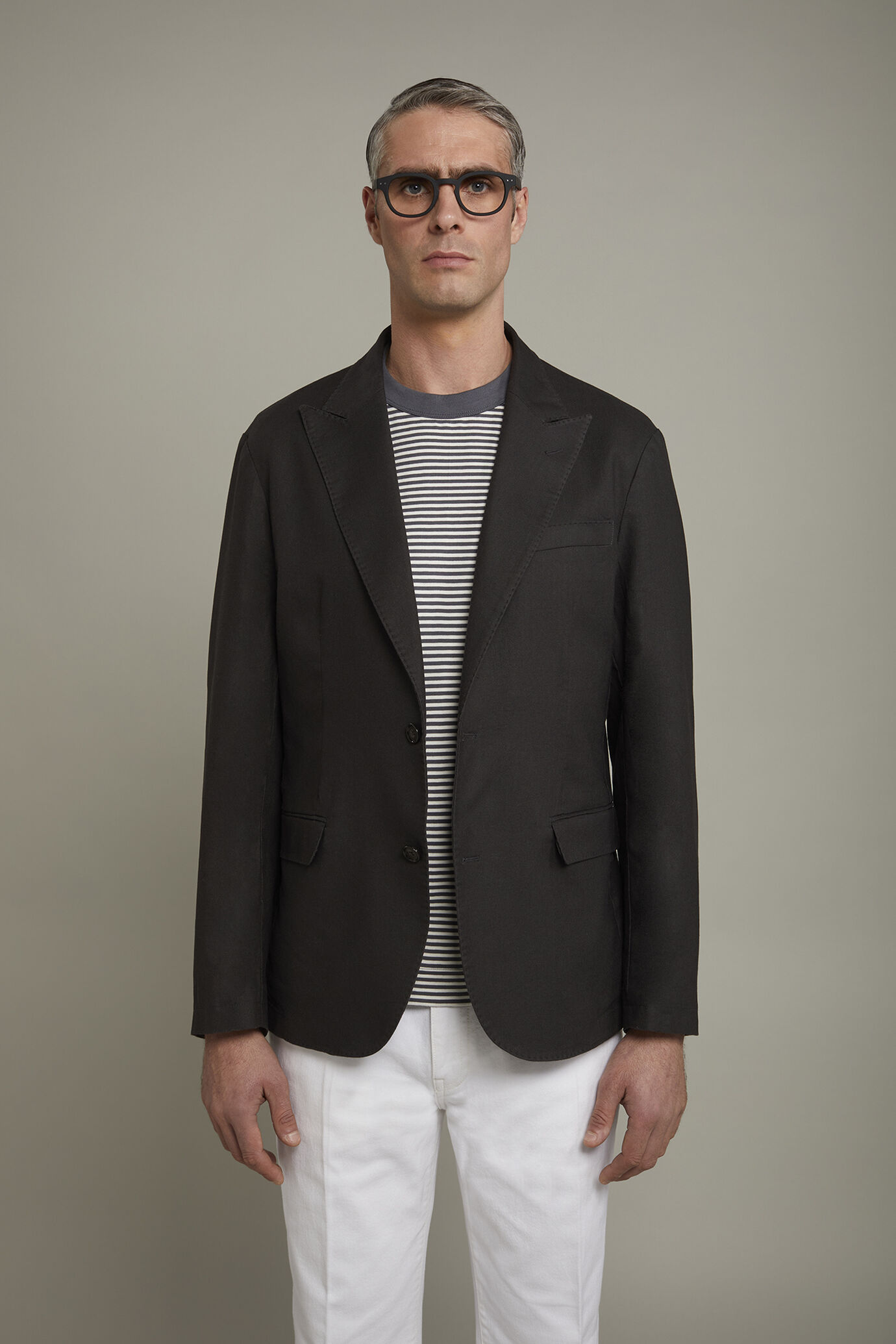 Giacca uomo tessuto lino e cotone sfoderata monopetto con rever a lancia regular fit image number 2