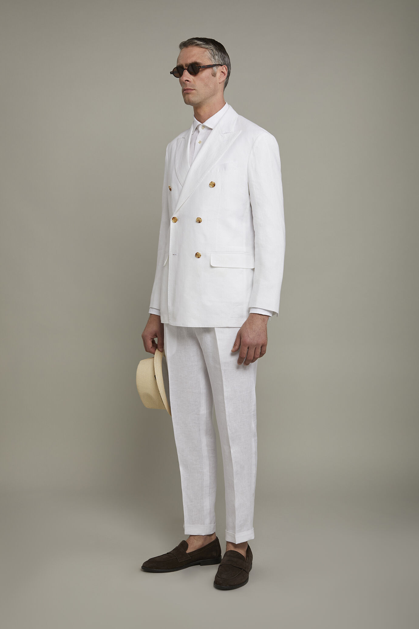 Costume homme à double boutonnage 100 % lin coupe régulière image number 1