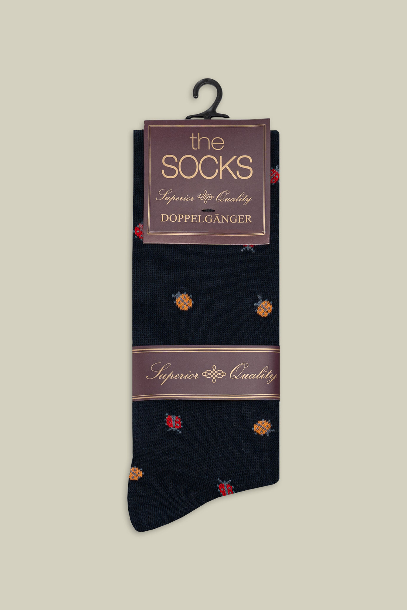 Men's plain knit socks with ladybird motif image number 1