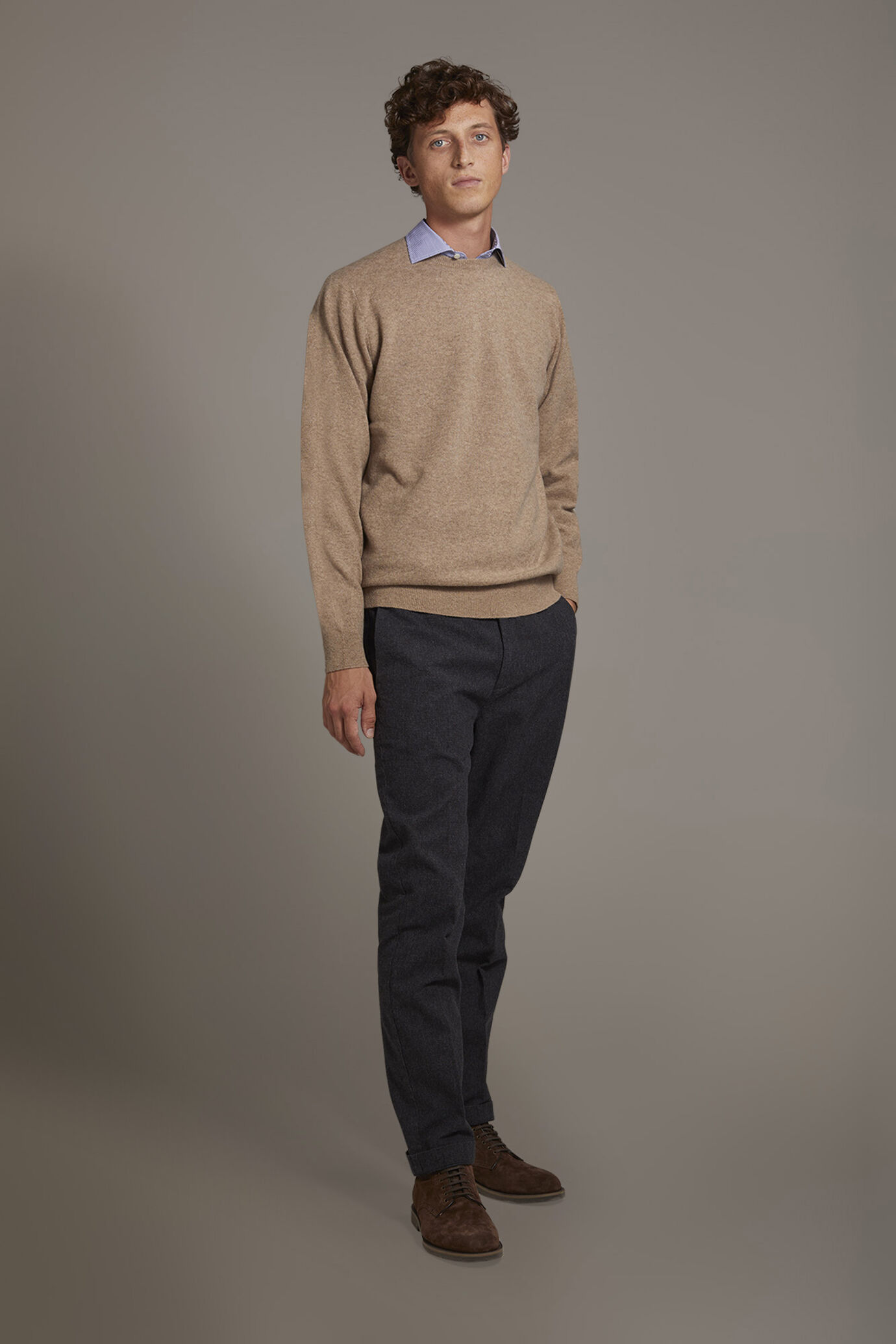 Regular fit chino trousers in pied de poule yarn-dyed fabric image number 1