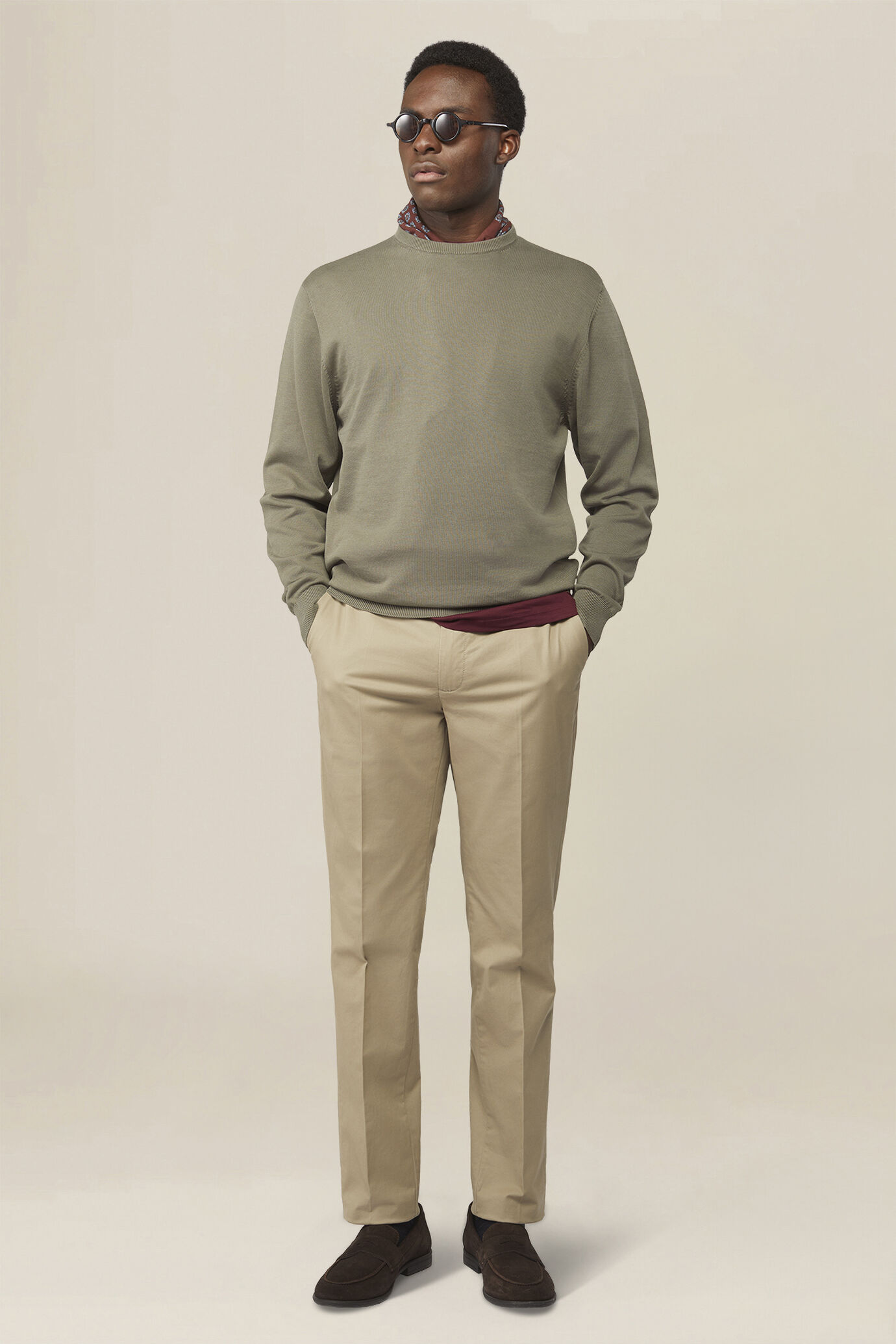 Men's crew neck jumper in 100% cotton image number 1