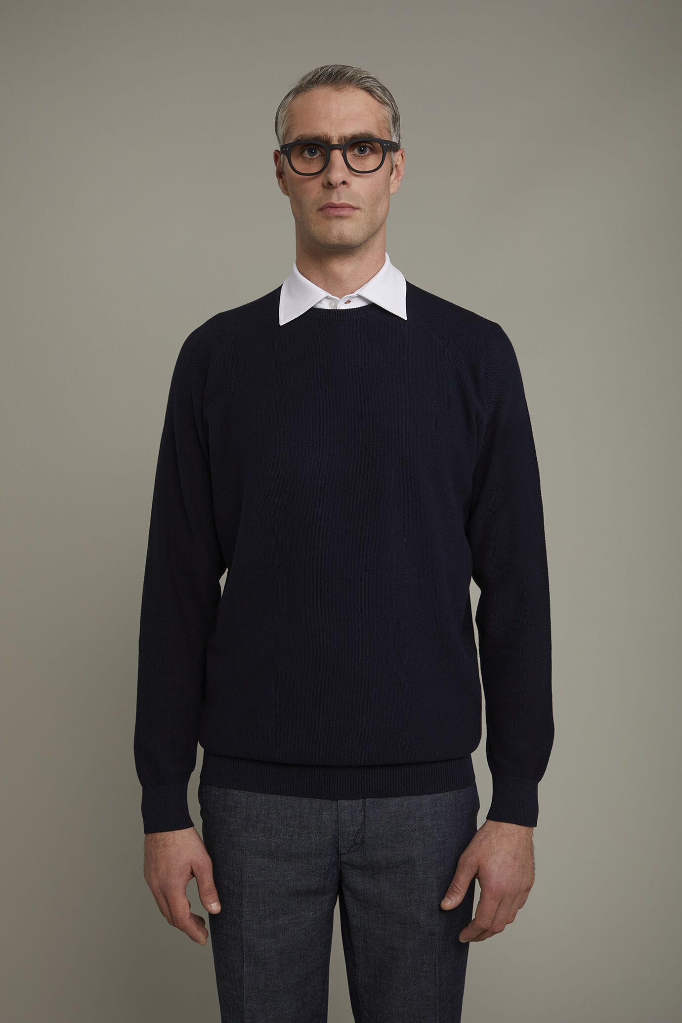 Men's Round neck raglan sweater 100% cotton regular fit
