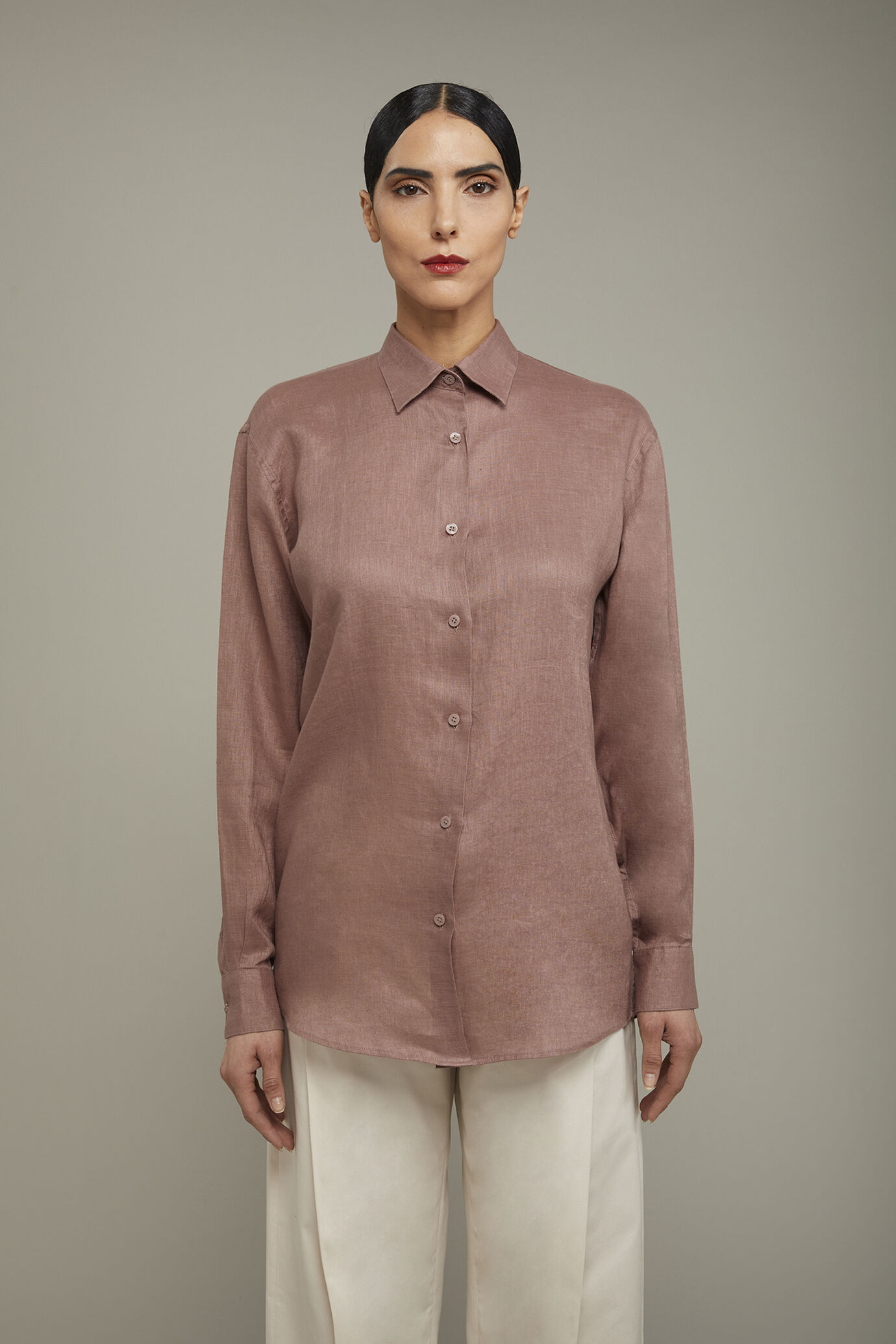 Camicia donna con collo classico 100% lino image number 2
