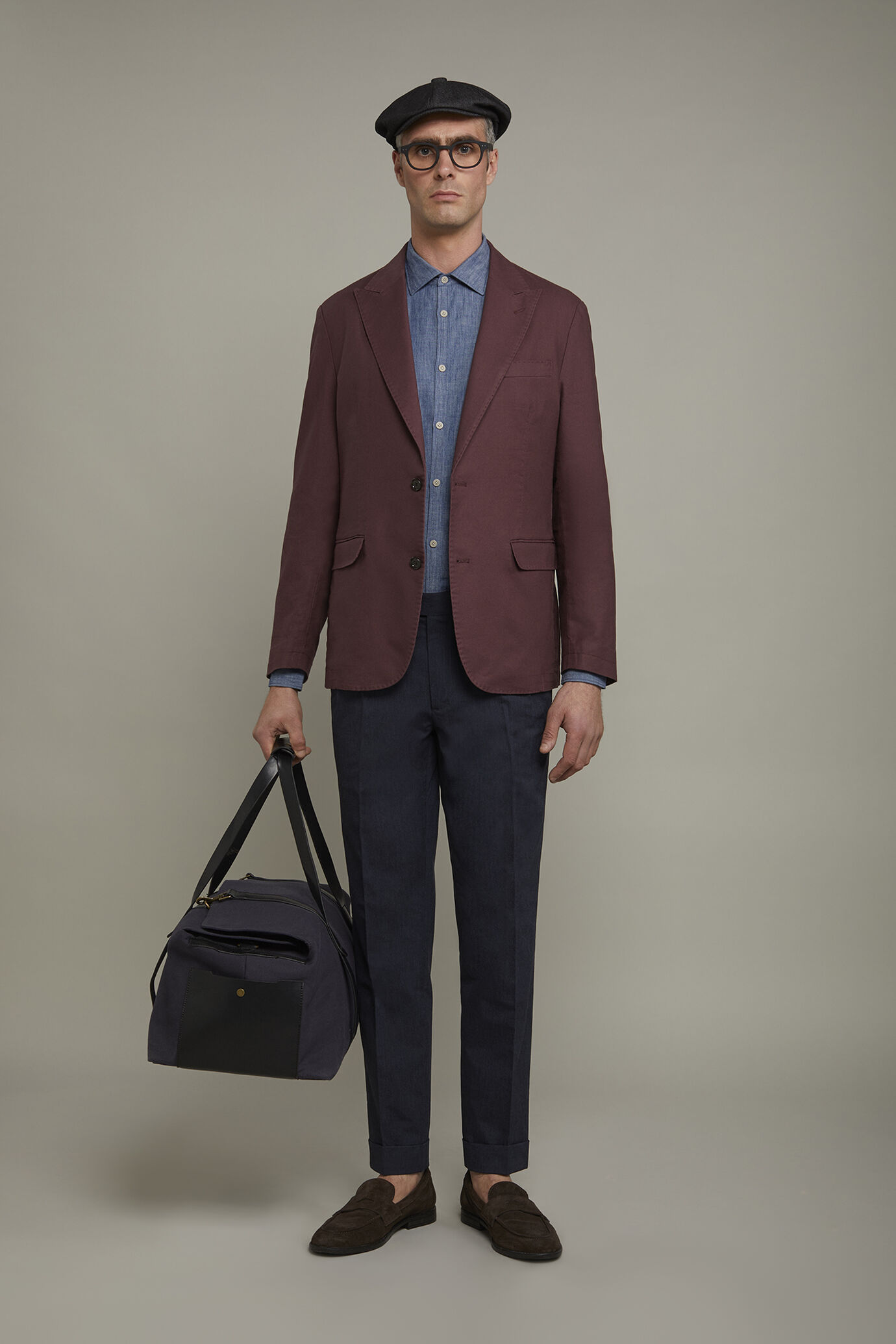 Giacca uomo tessuto lino e cotone sfoderata monopetto con rever a lancia regular fit image number 0