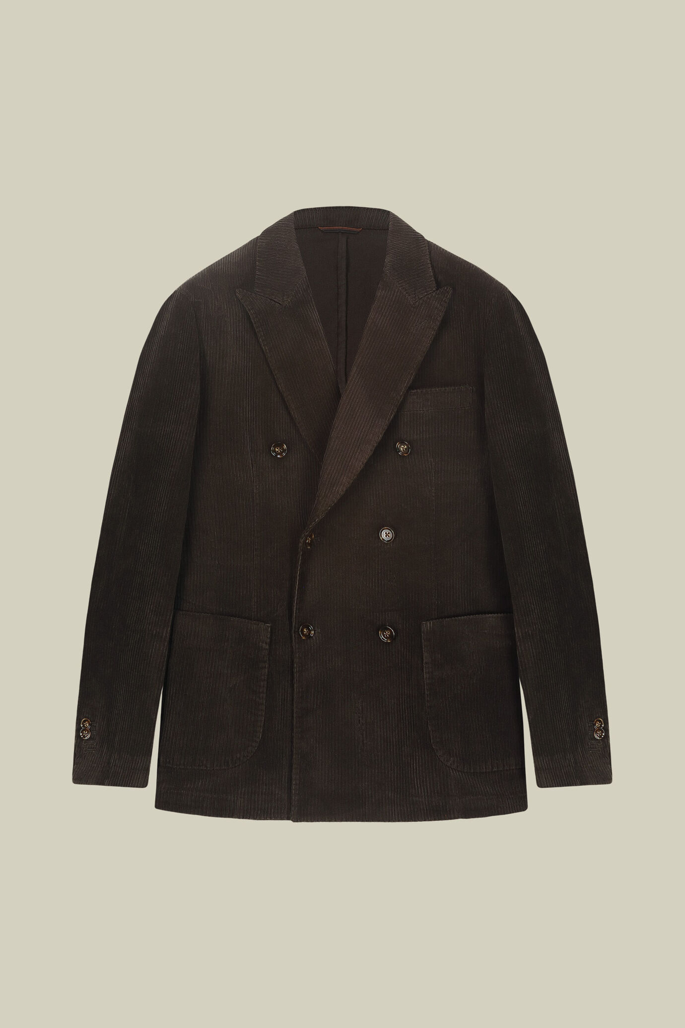 Ungef&uuml;tterte Herren-Zweireihige Jacke aus Kord in Regular-Fit image number 4