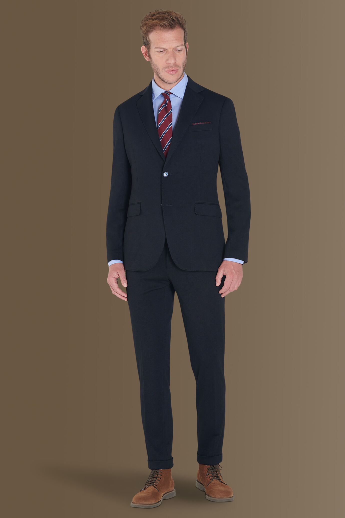 Abito monopetto tessuto jersey occhio di pernice image number 0