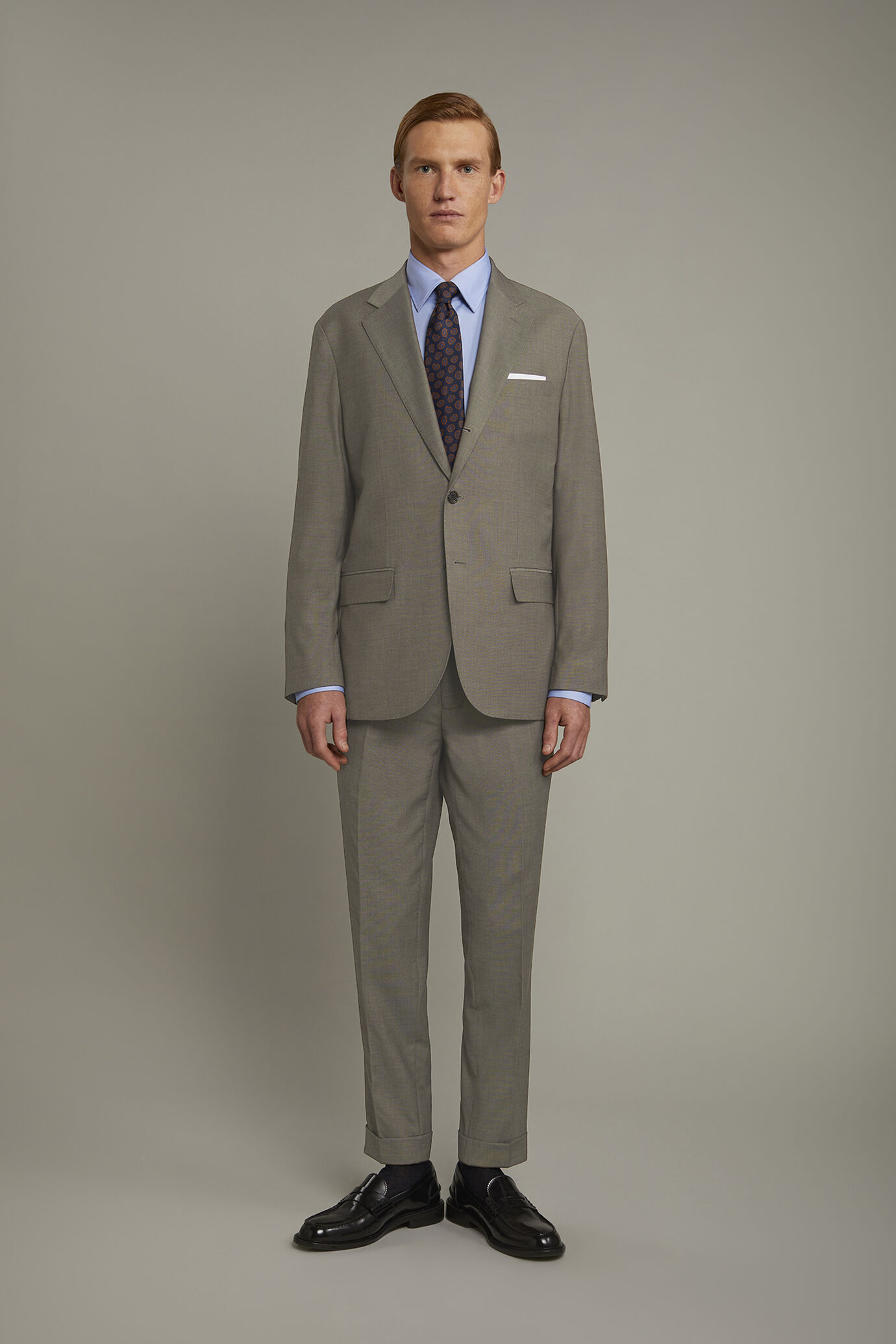 Einreihiger Herrenanzug in normaler Passform mit Rebhuhnaugen-Design image number 2