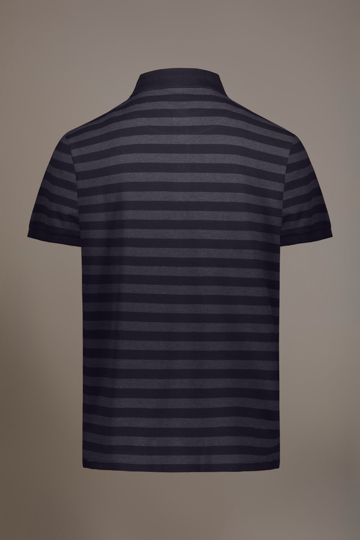 Striped short sleeves melange polo cotton blend image number 4