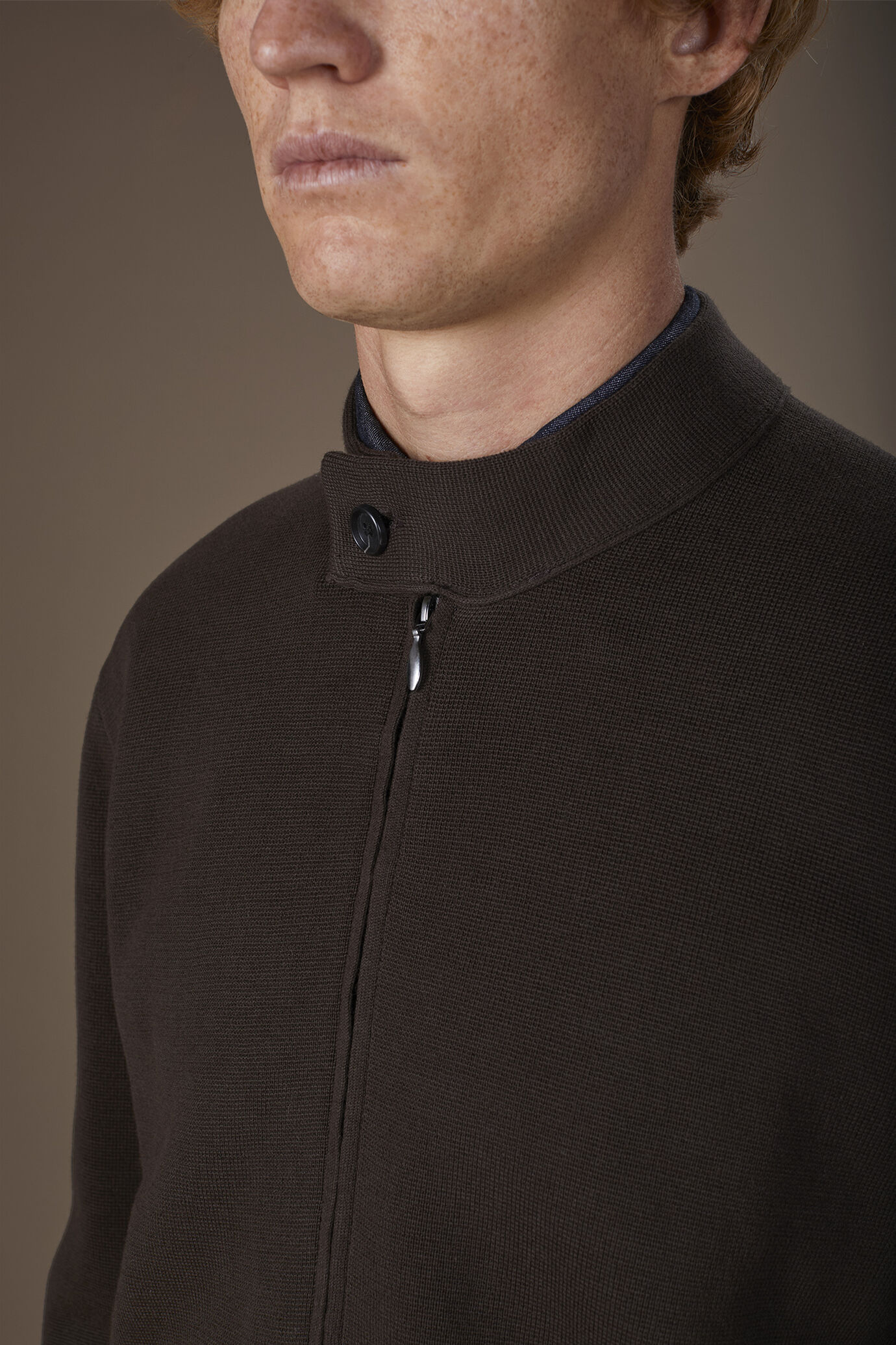 Giacca uomo modello biker in maglia punto milano 100% cotone regular fit image number 2