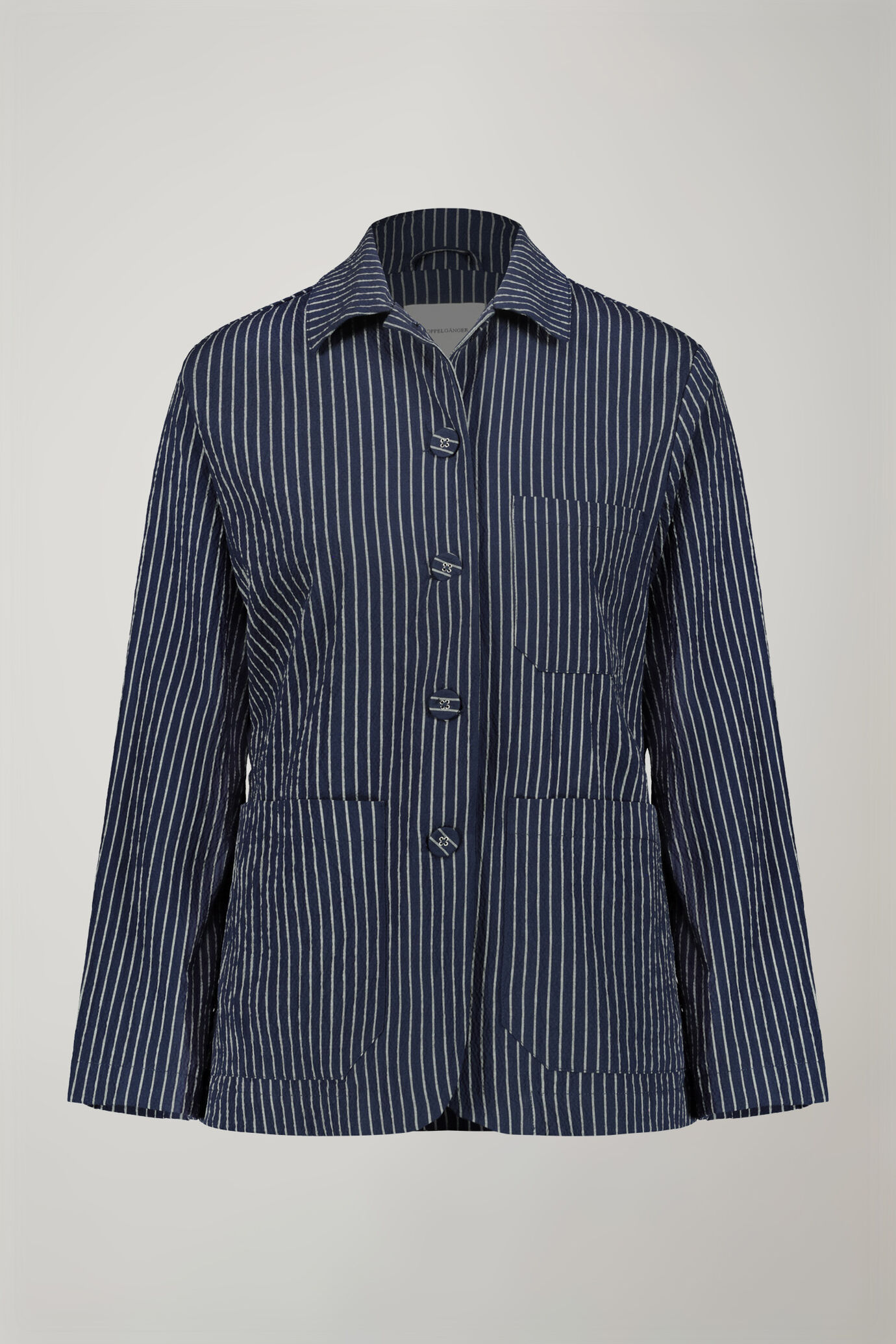 Veste femme à fines rayures en coton stretch coupe régulière image number 4