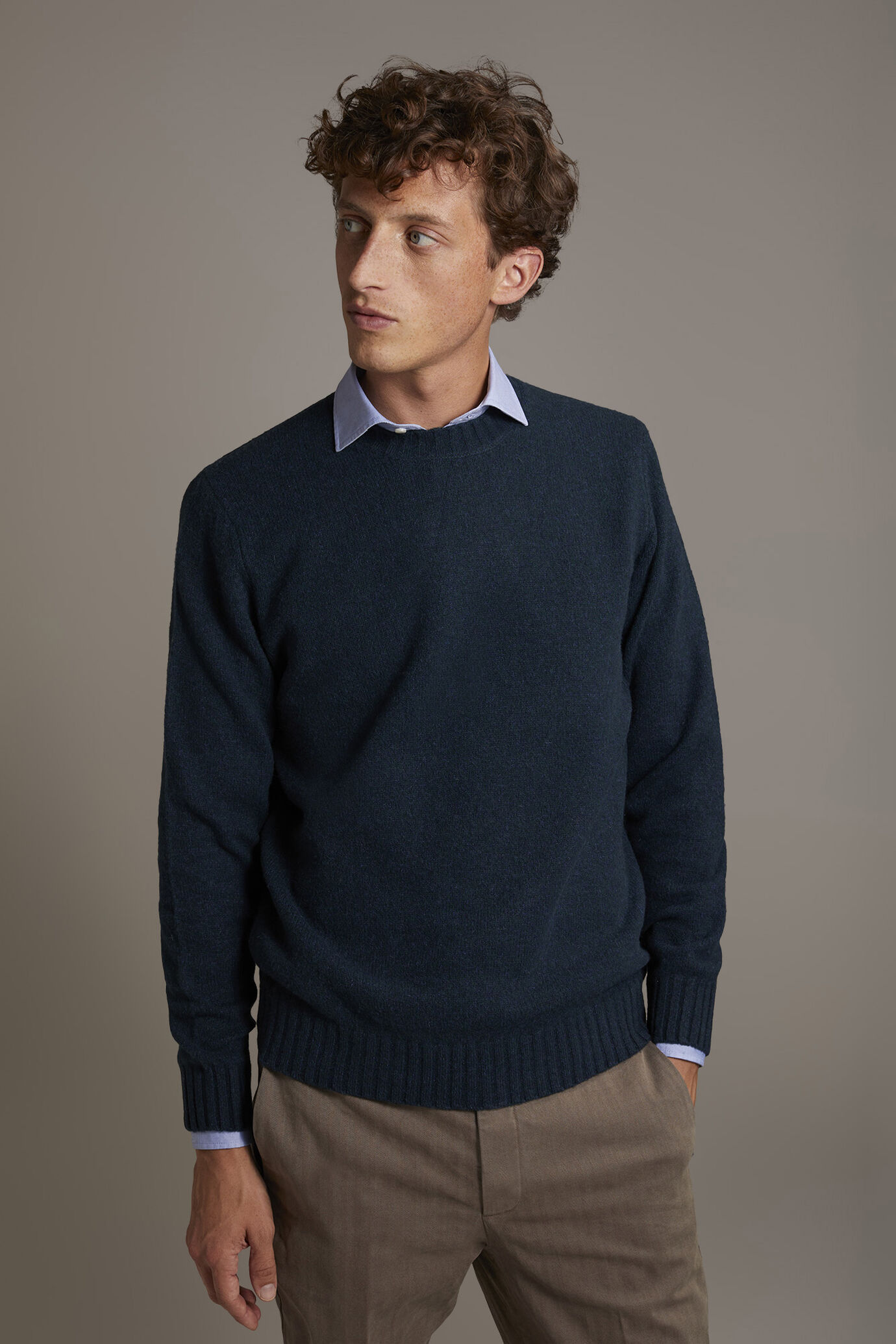 Maglia girocollo in misto lana lambswool image number 1