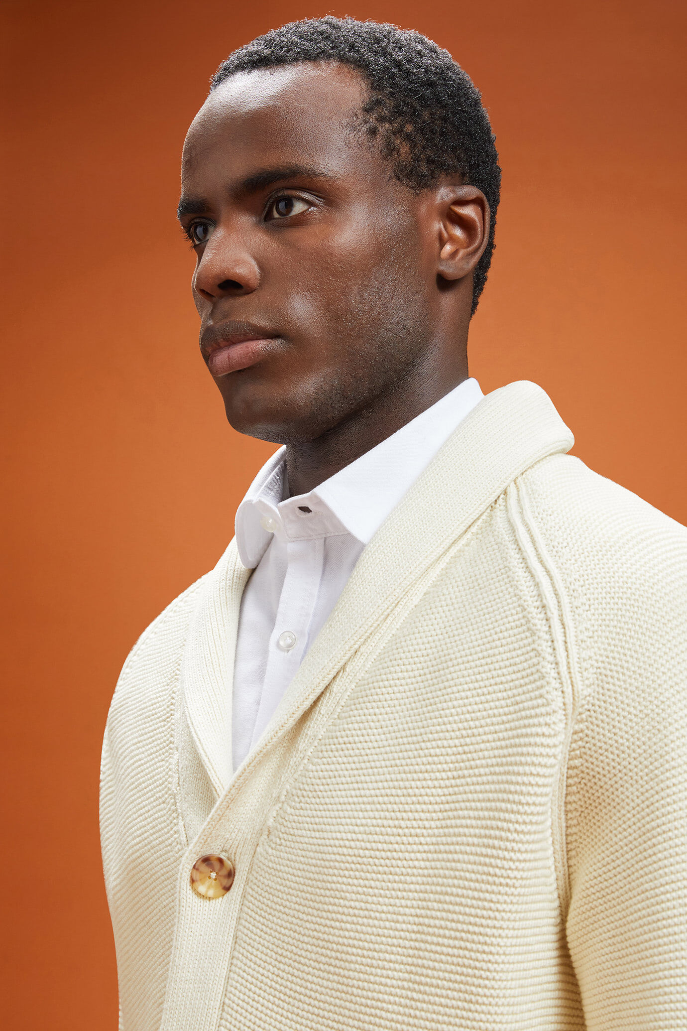 Men's regular fit shawl neck cardigan in 100% cotton image number 3