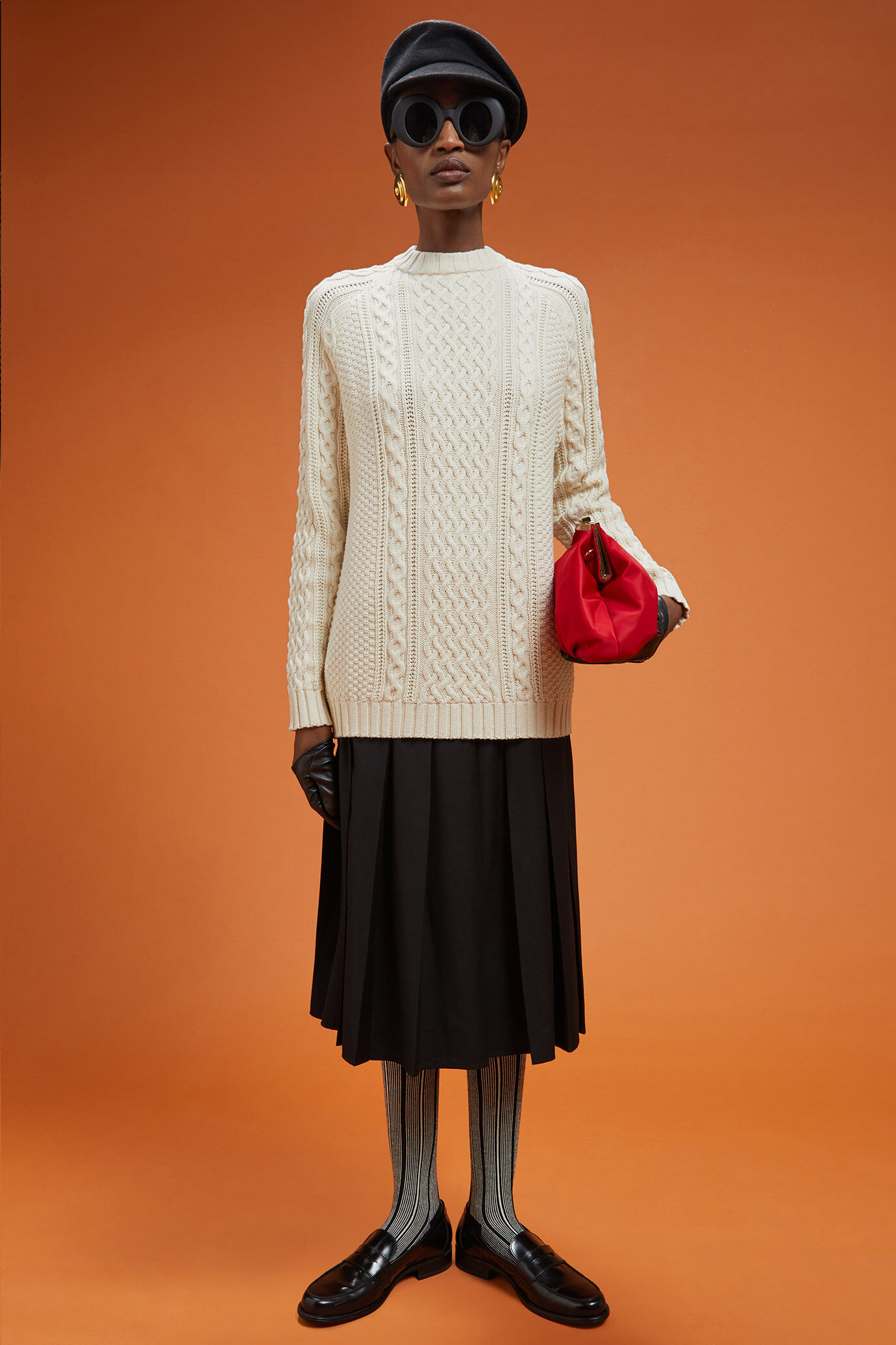 Damen-Strickpullover mit Rundhalsausschnitt aus 100 % Baumwolle mit Zopfstrick und Norwegermuster image number 1