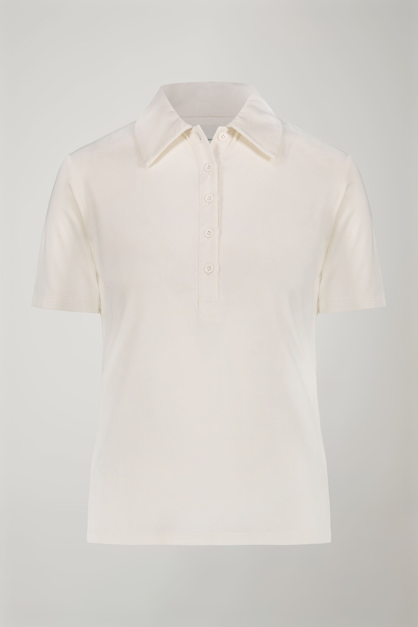 Kurzärmeliges Damen-Poloshirt aus einfarbigem Baumwolljersey image number 4