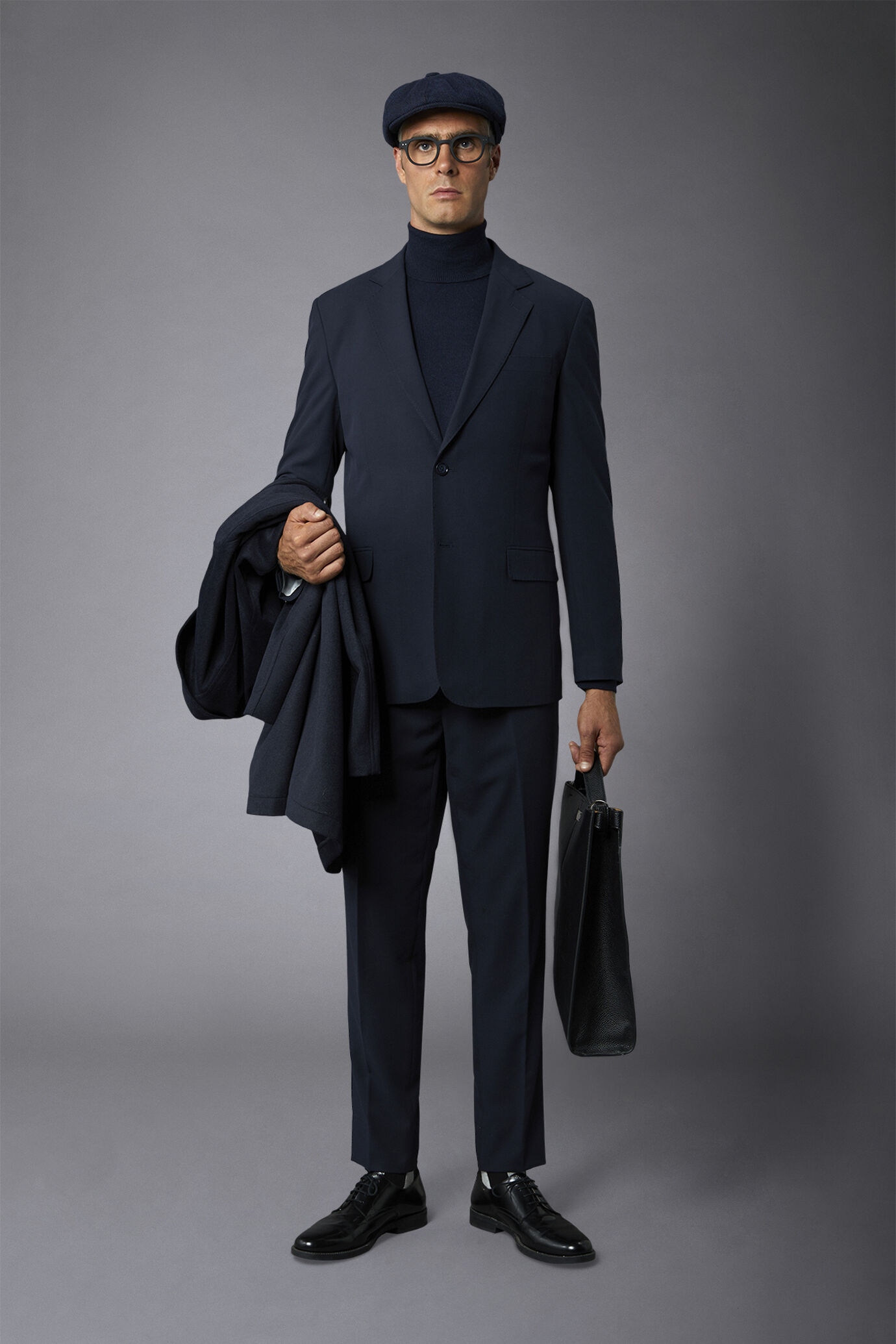 Abito monopetto uomo regular fit tessuto dal disegno intrecciato image number 0