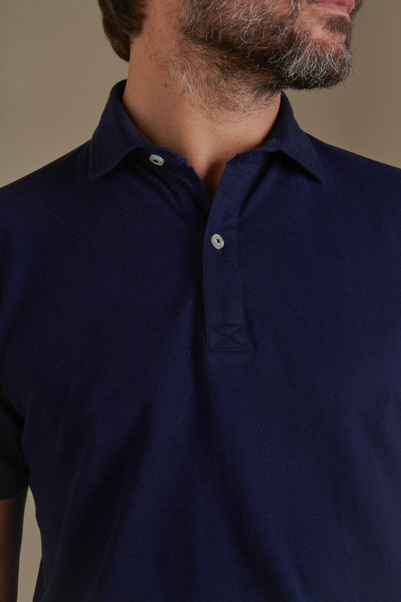 Polo uomo manica corta in puro cotone piquet melange tinta unita image number 2