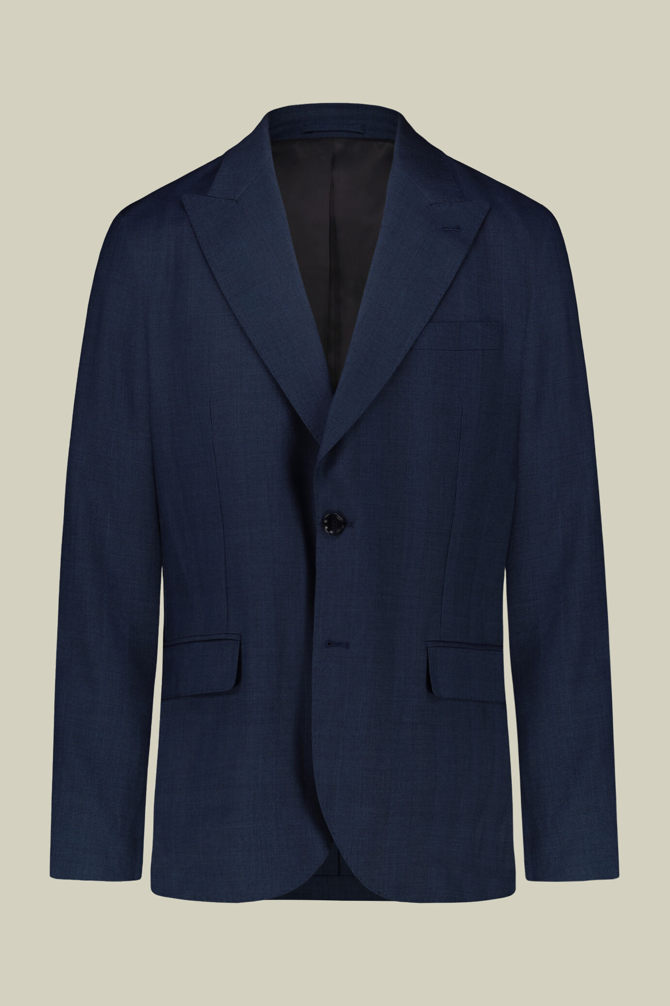 Single-breasted men's suit with single-pleat trousers in Prince of Wales check fabric