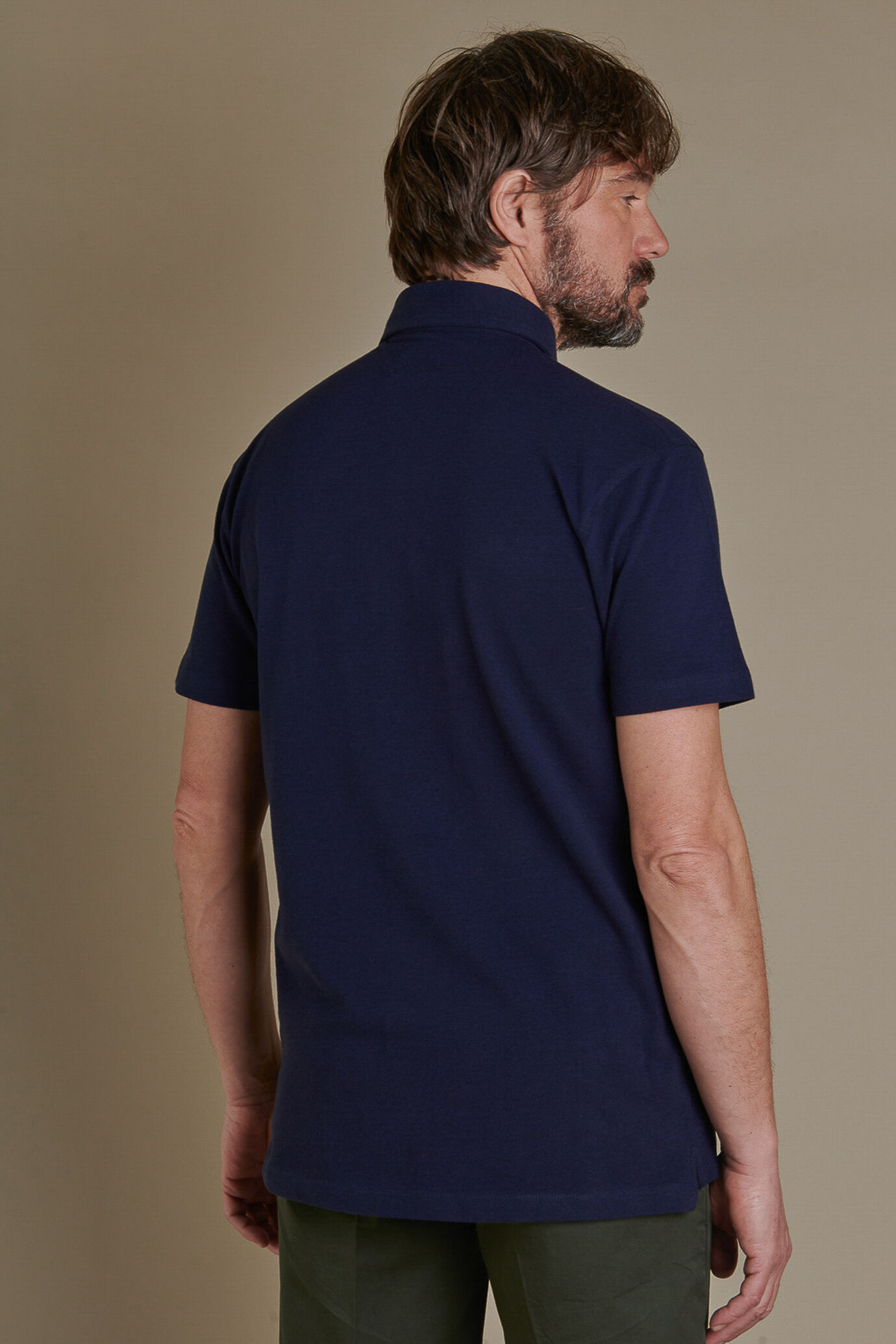 Polo uomo manica corta in puro cotone piquet melange tinta unita image number 1