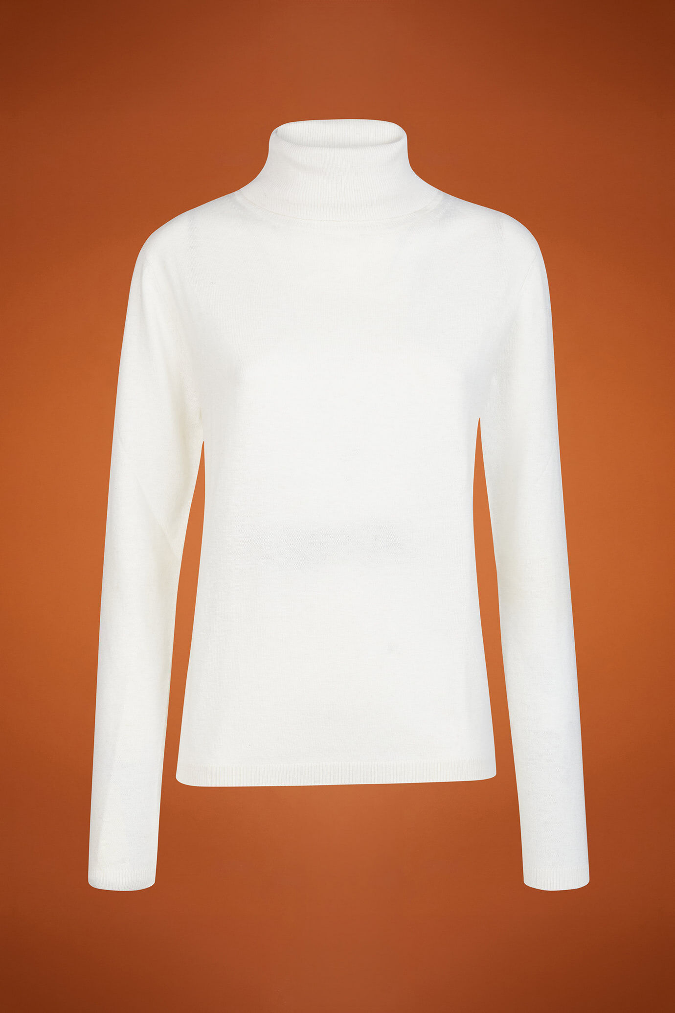 Women's regular fit high neck jumper in a blend of wool and cashmere