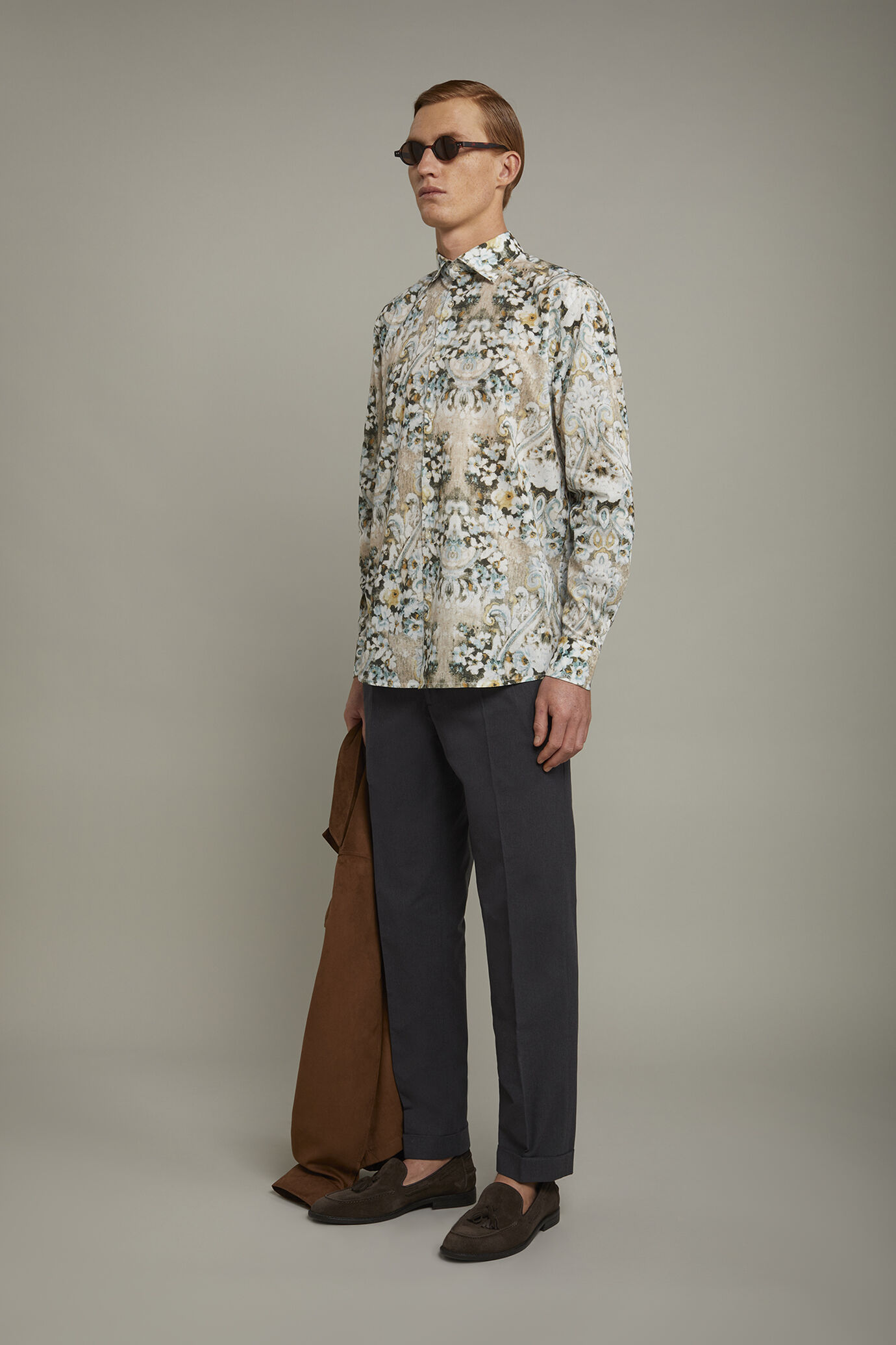 Chemise décontractée pour homme à col classique en tissu imprimé 100 % mousseline de coton coupe confort image number 1