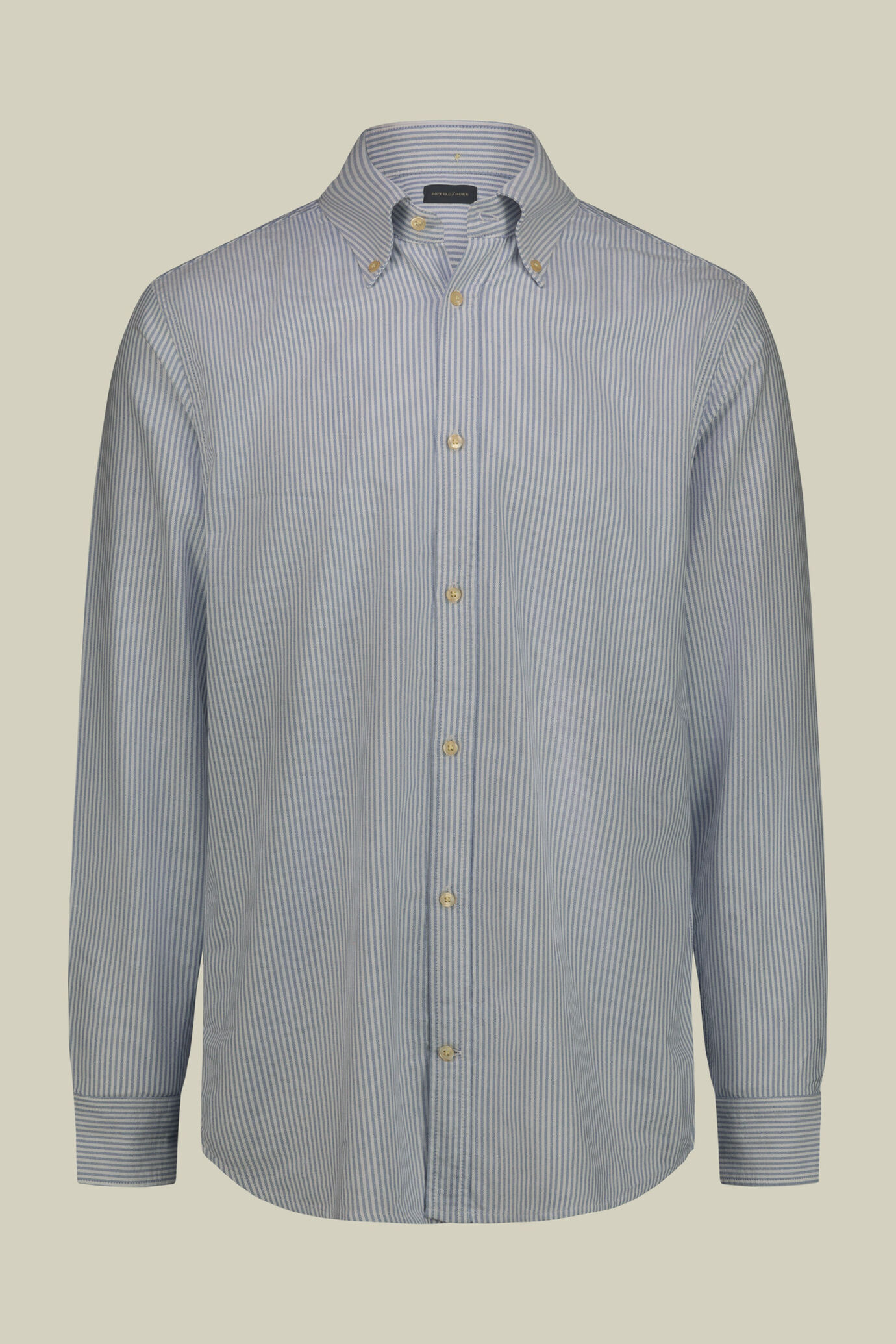 Herrenhemd aus 100 % Baumwolle Oxford mit Streifen und Button-Down-Kragen