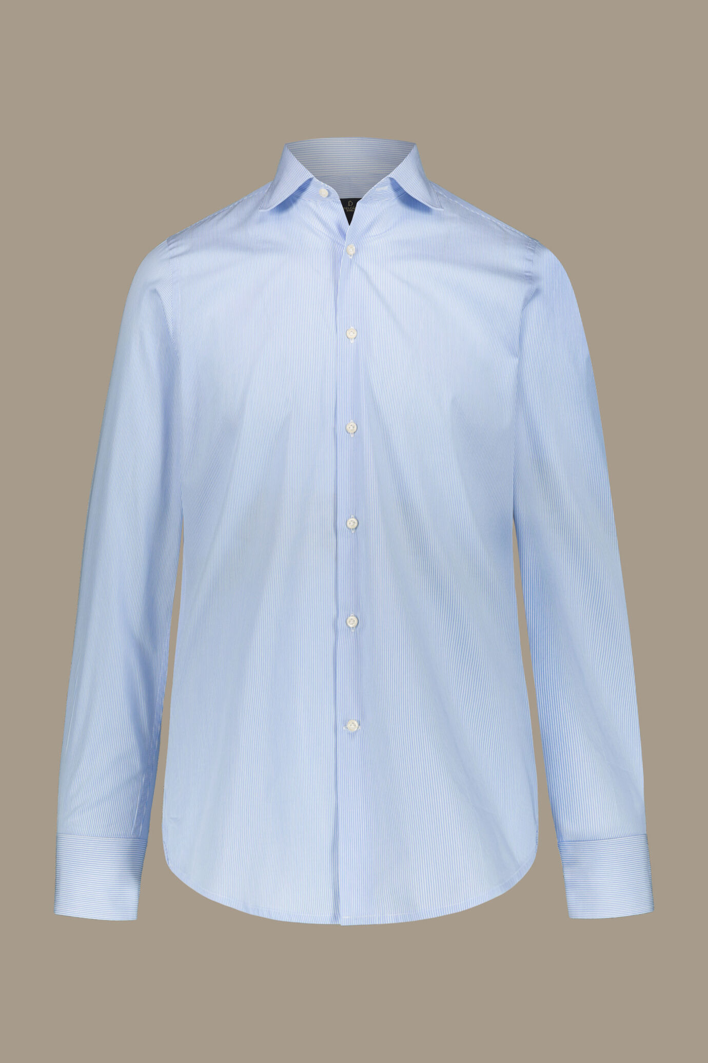 Camicia classica uomo collo francese 100% cotone tinto filo riga stretta image number 4