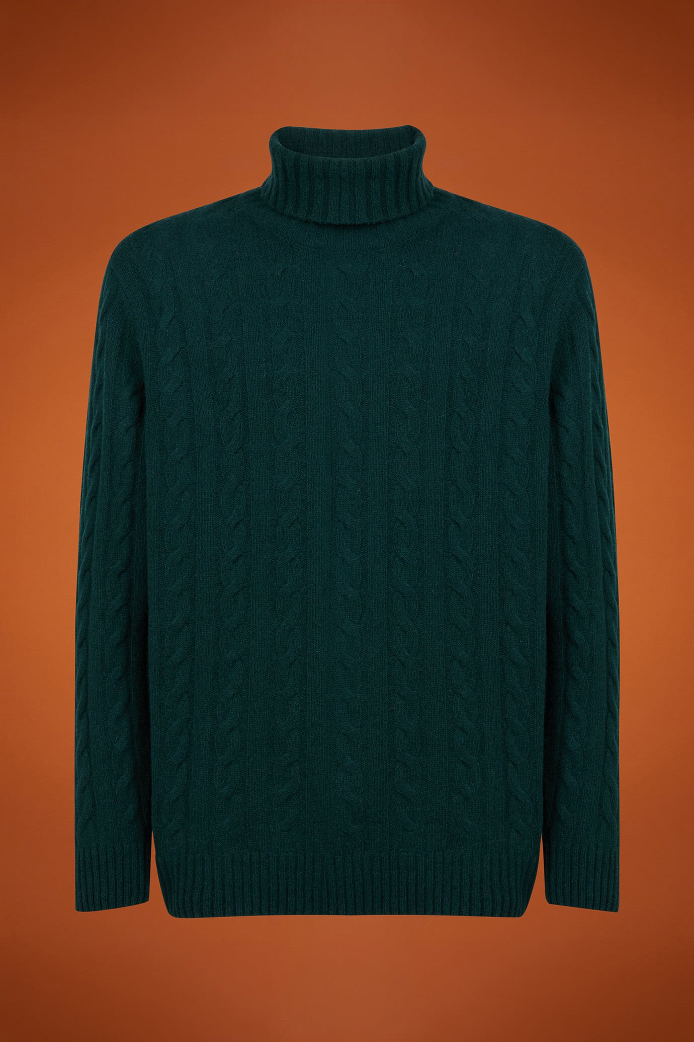 Pull homme à col roulé en laine d'agneau, coupe classique