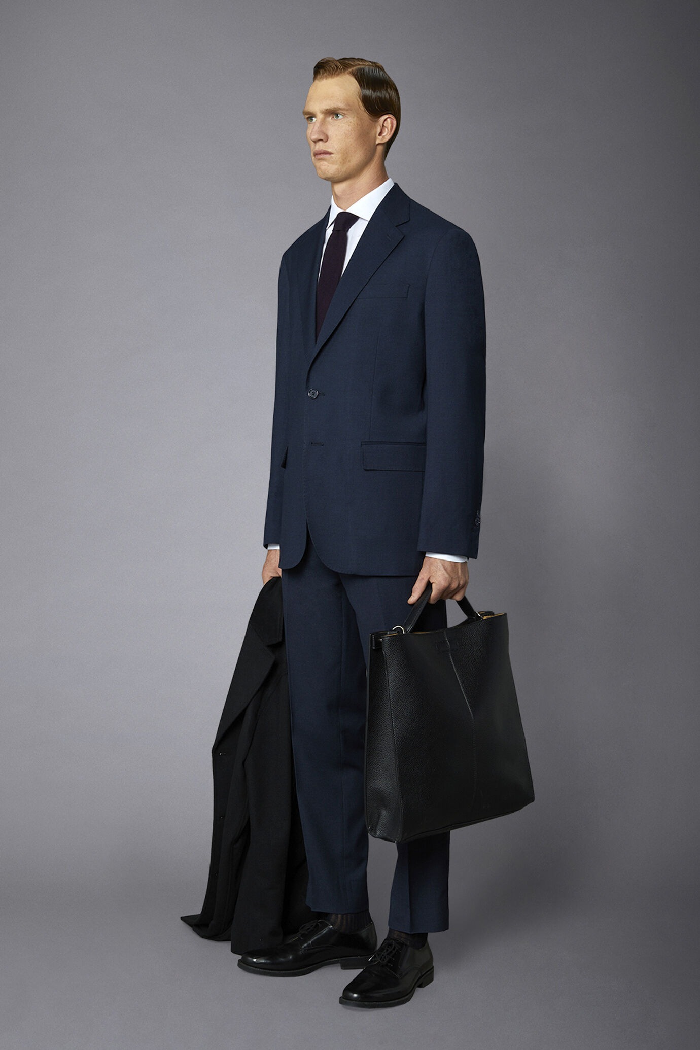 Men's single-breasted suit regular fit bird's eye fabric image number 1