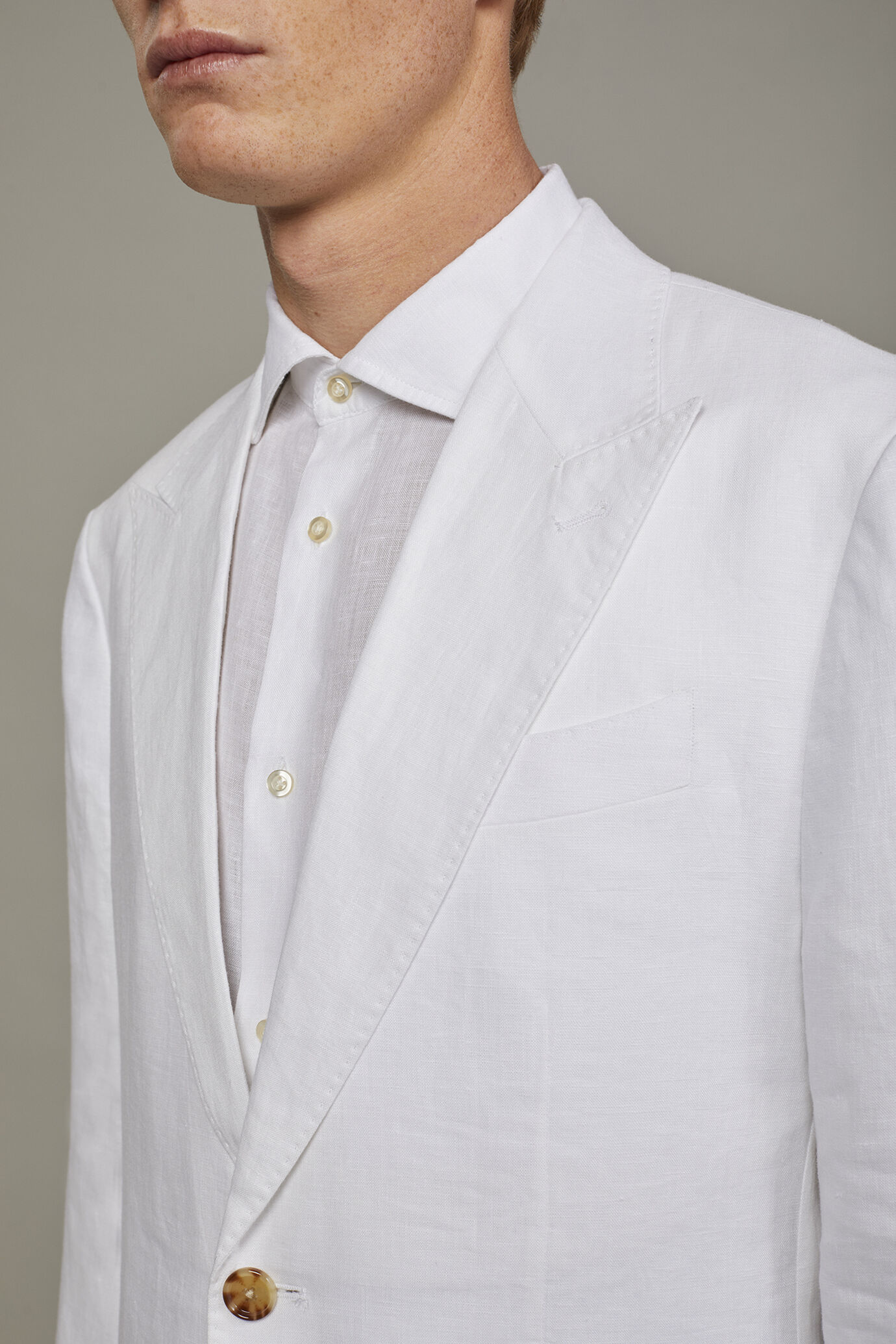 Men's single-breasted 100% linen regular fit suit image number 3