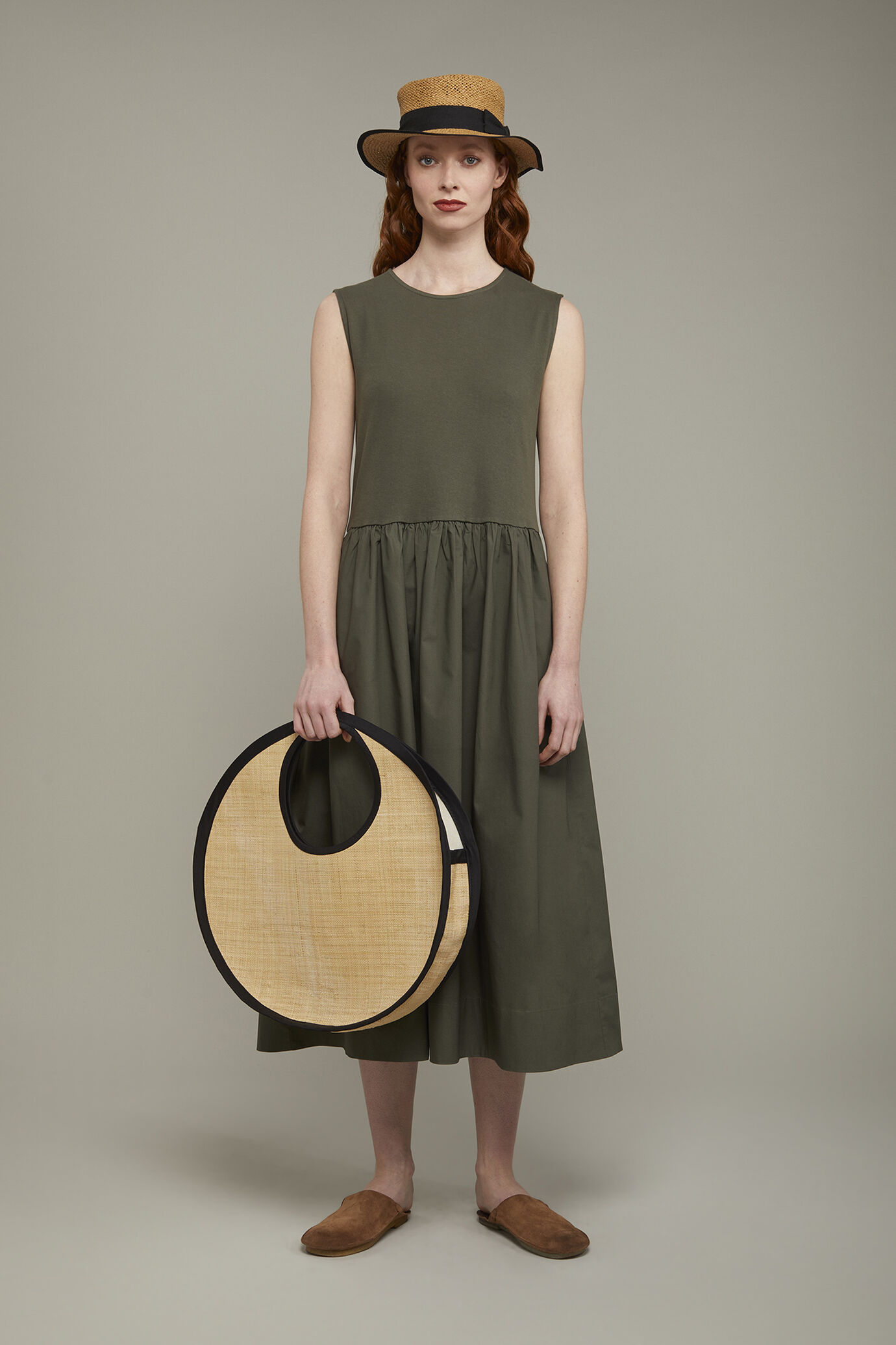 Robe midi femme, sans manches en 100&nbsp;% jersey de coton, coupe r&eacute;guli&egrave;re image number 0