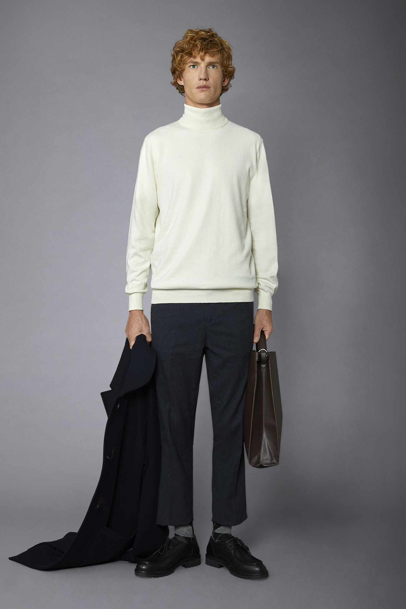 Men's wool and cotton turtleneck sweater image number 0