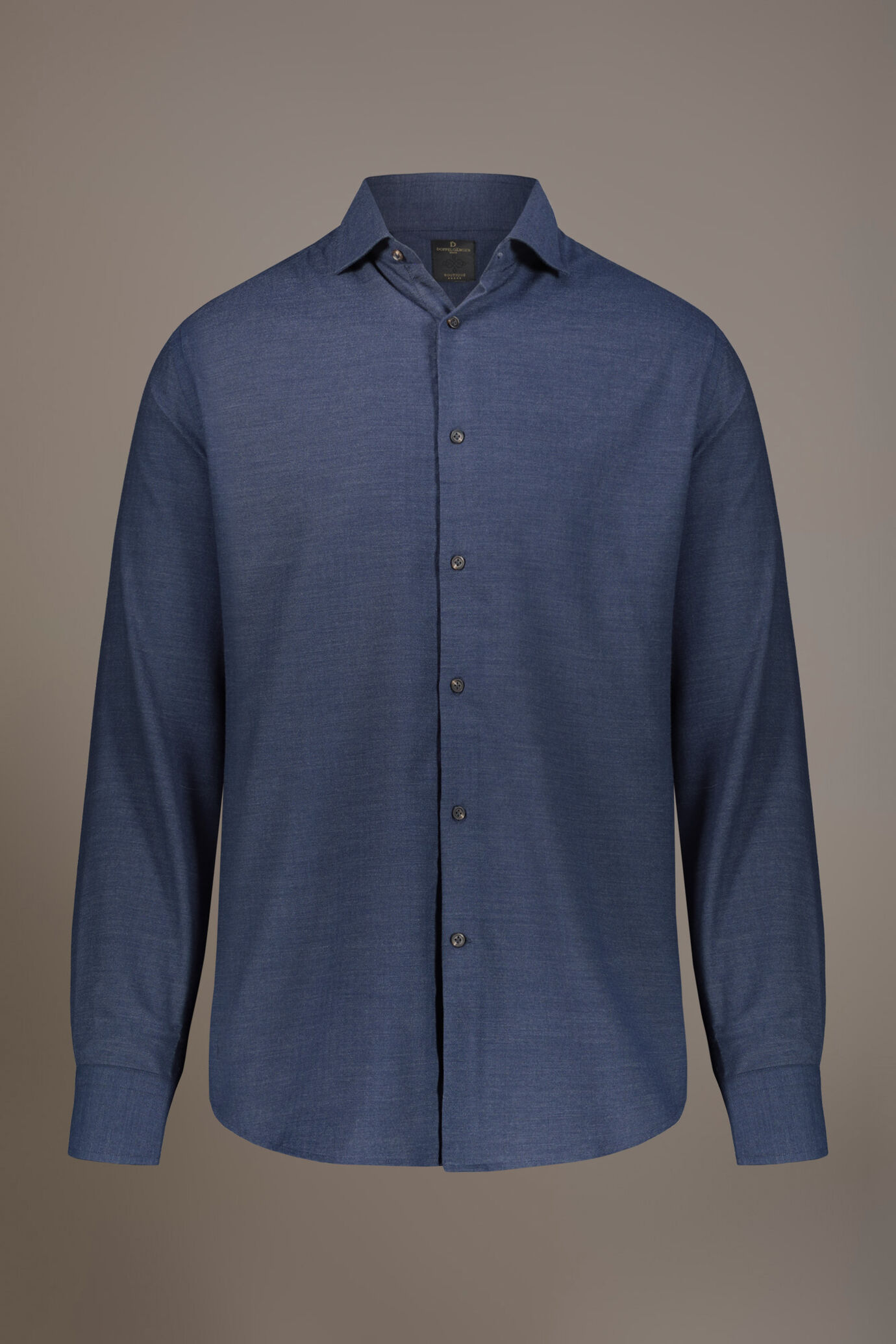 Casual shirt with french collar comfort fit melange yarn-dyed herringbone image number 3