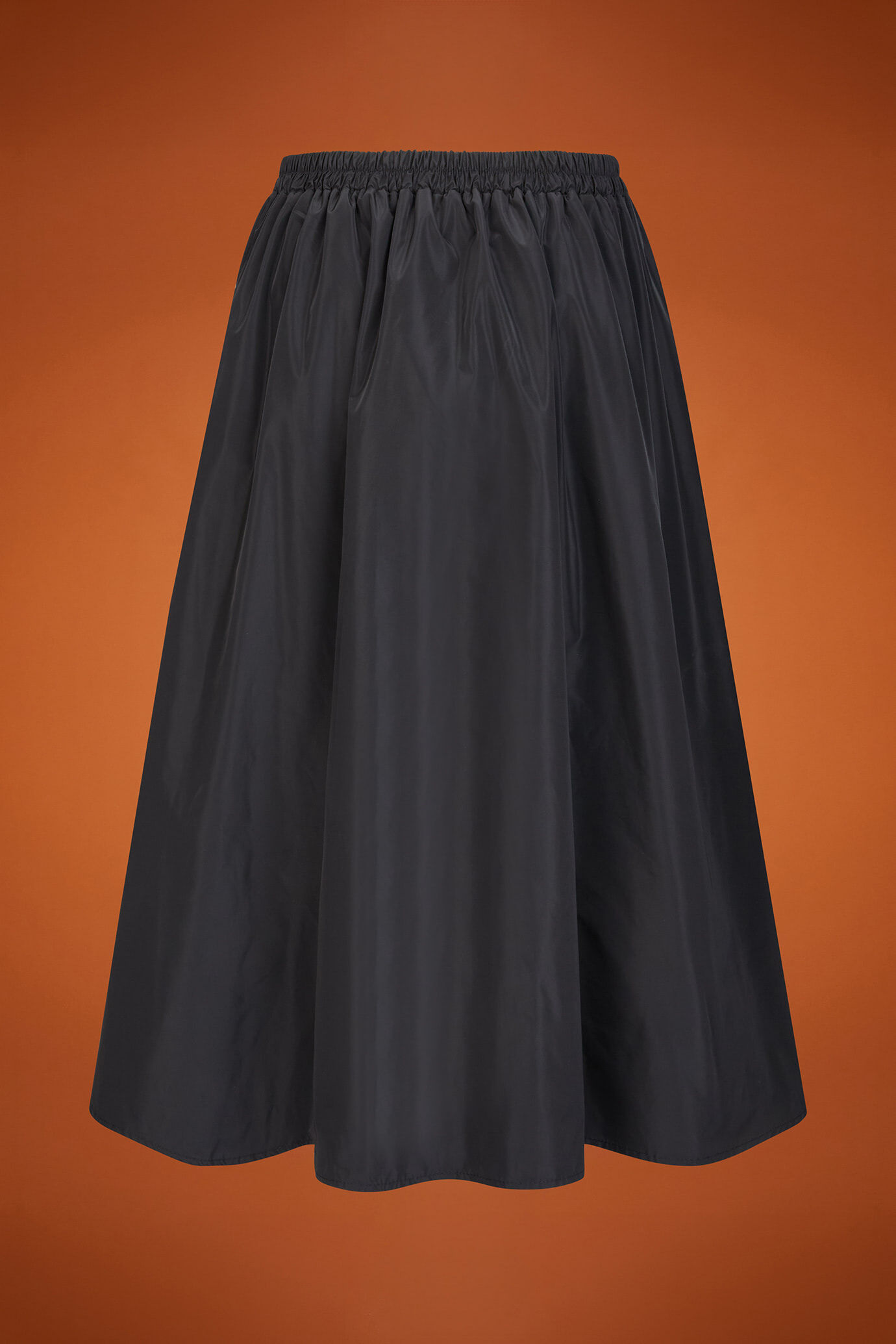 Women's regular fit long balloon skirt in plain taffeta with an elasticated waistband image number 5