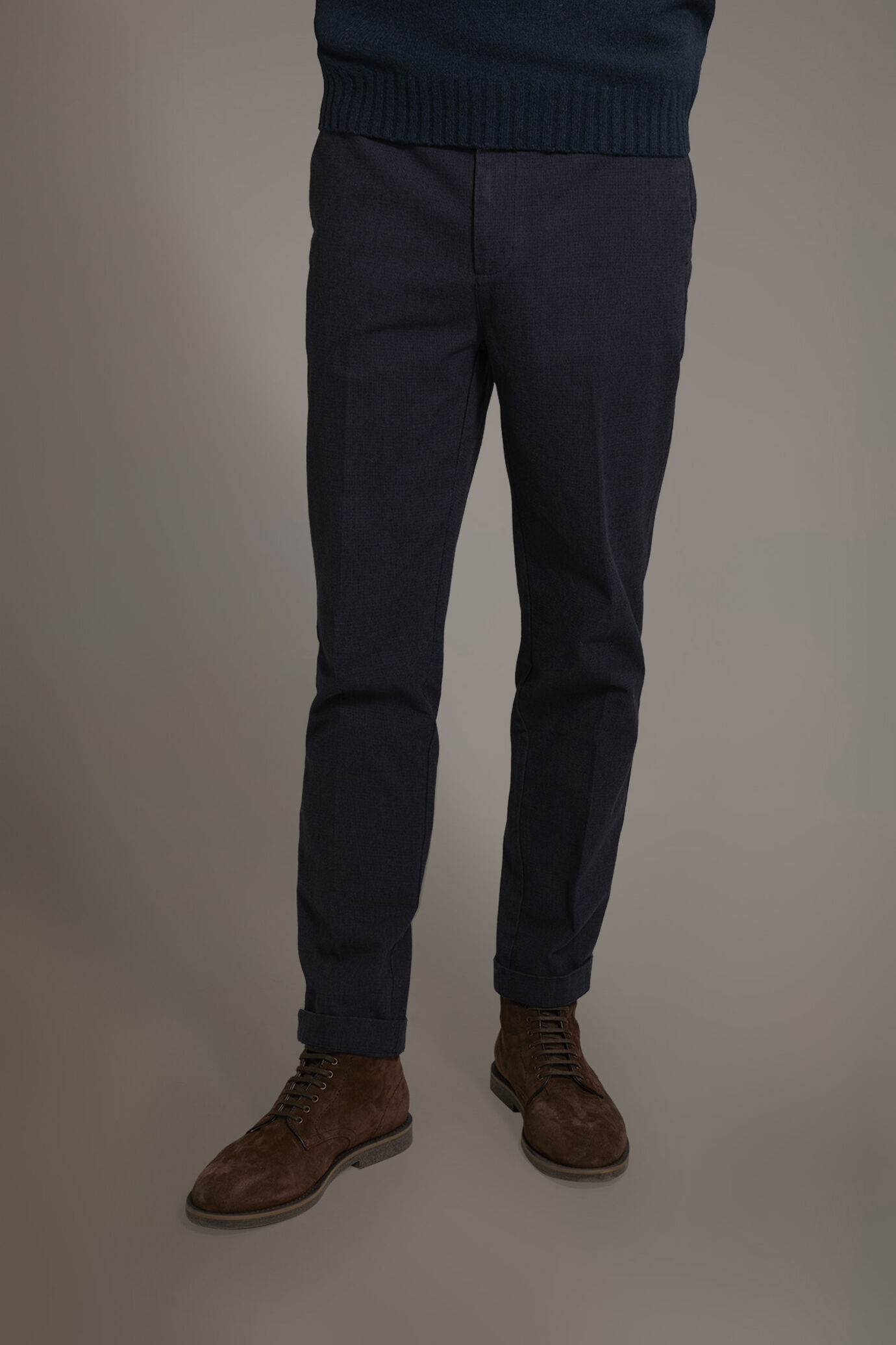 Regular fit chino trousers in pied de poule yarn-dyed fabric image number 2