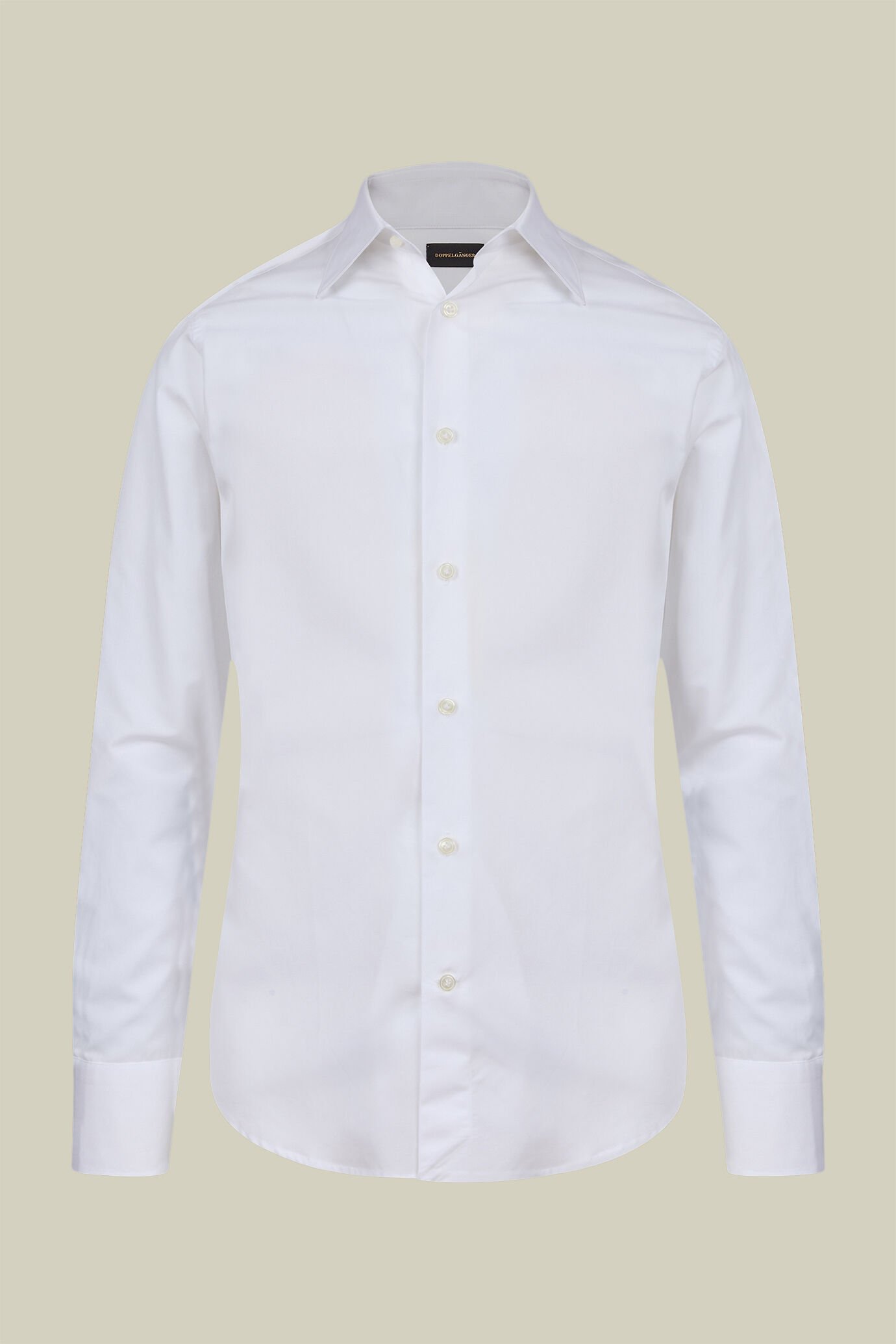 Men's regular fit classic shirt in end-on-end fabric with a classic collar image number 0