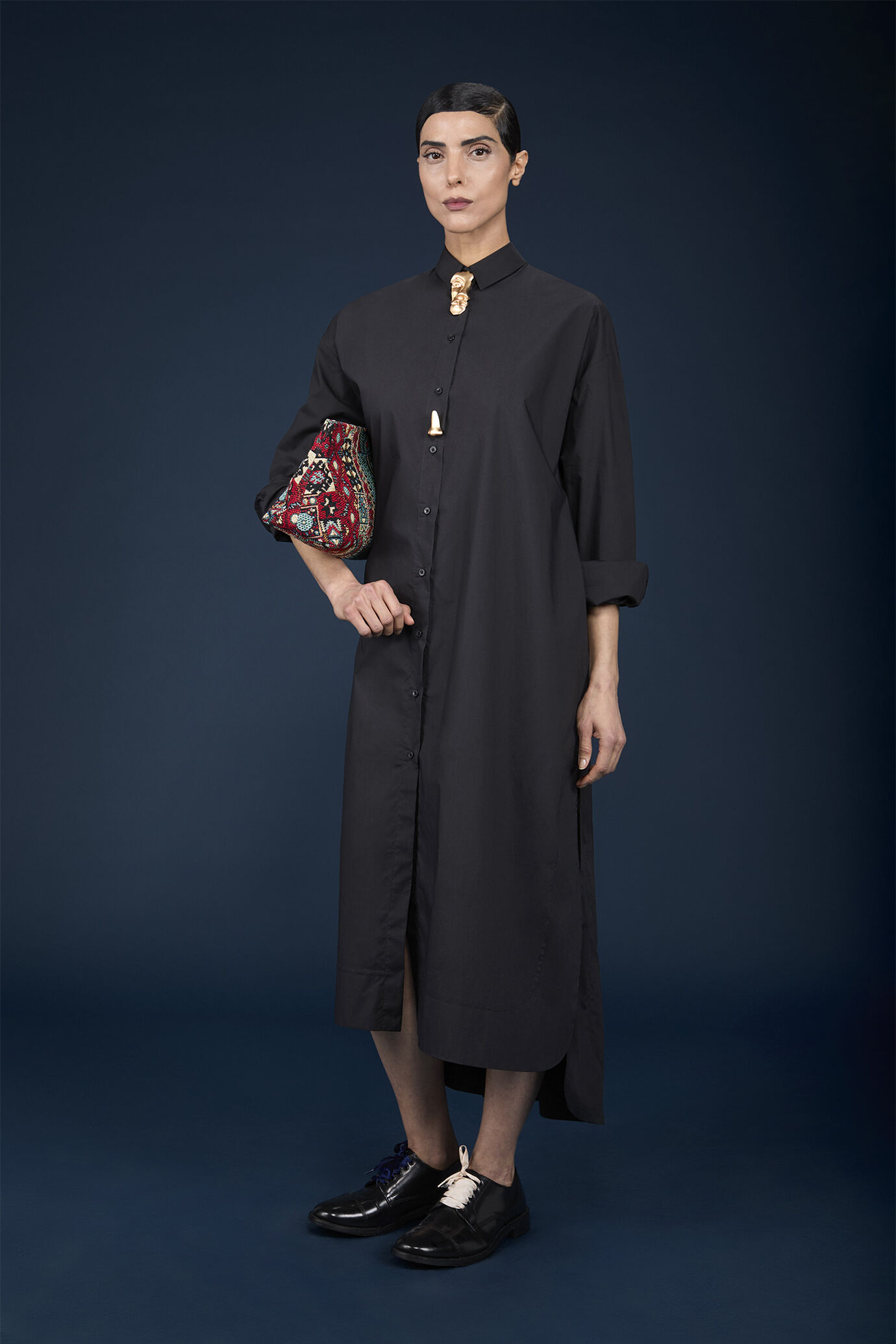 Robe chemisier pour femme avec fentes latérales image number 0