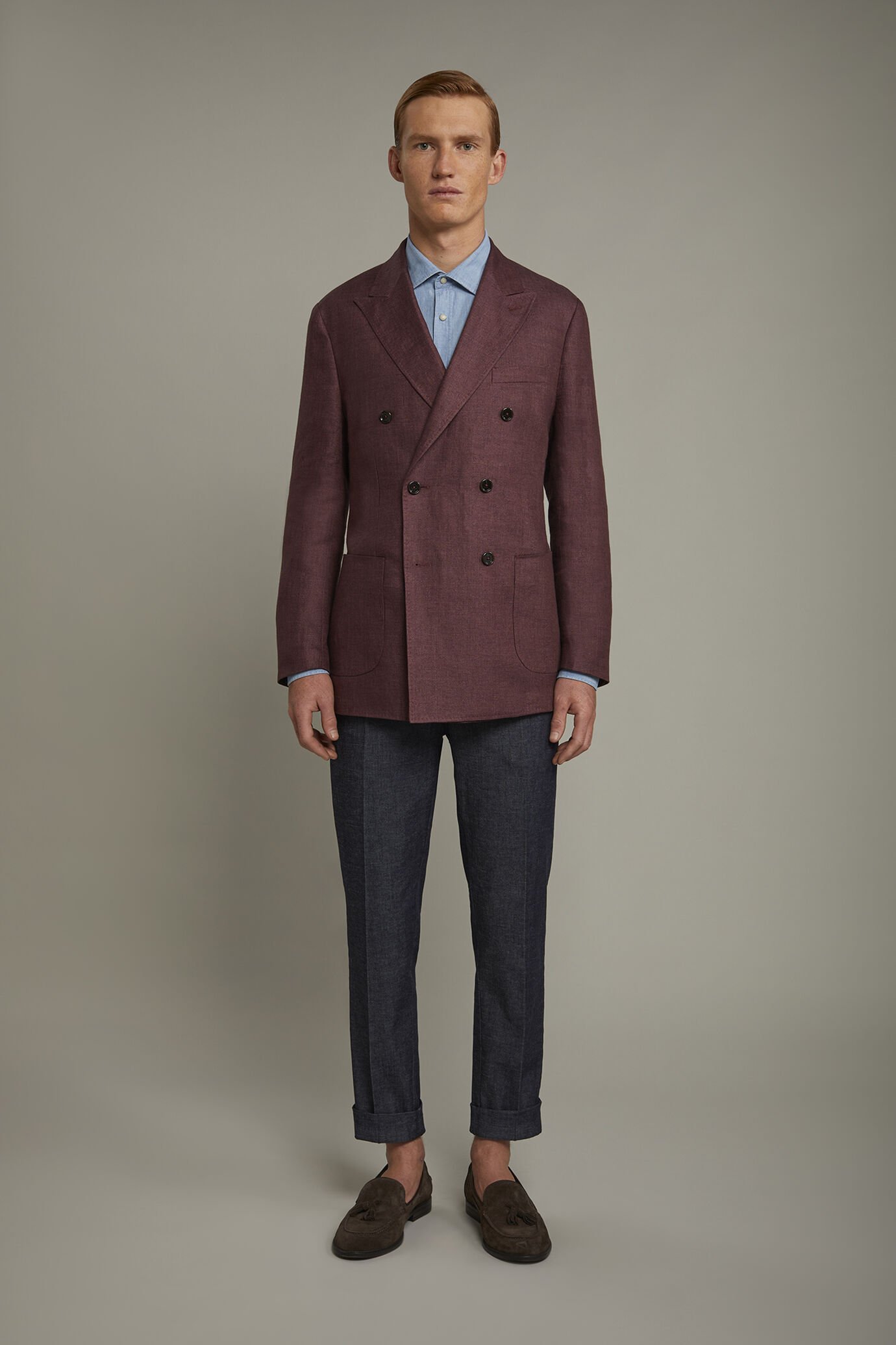 Men's classic chambray regular fit trousers image number 2