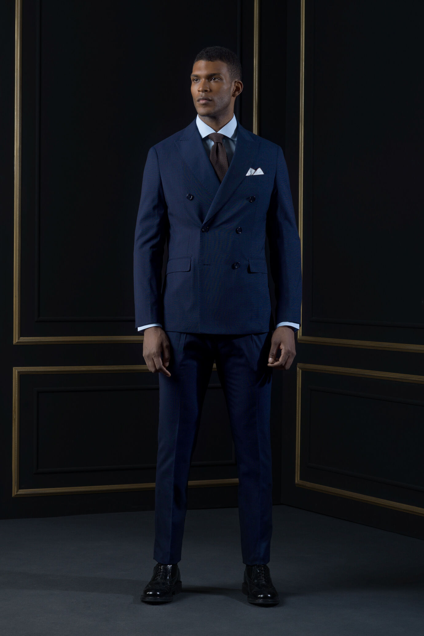 Double breasted suit with peak lapel image number 0