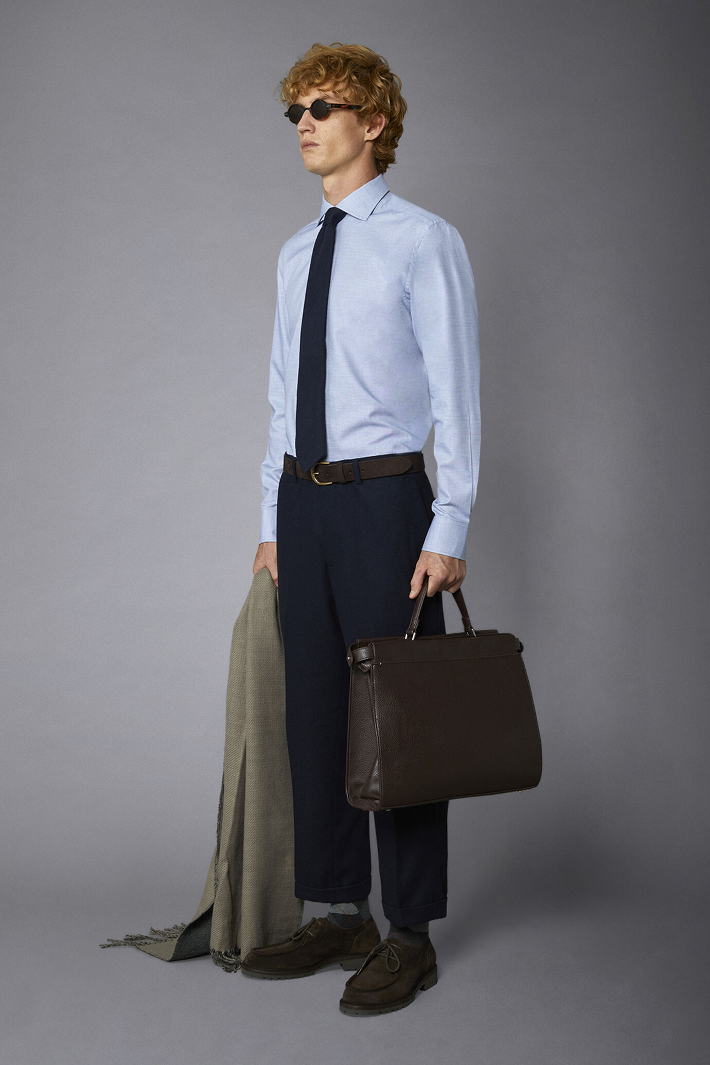 Chemise classique &agrave; col fran&ccedil;ais, coupe r&eacute;guli&egrave;re, tissu blind&eacute; image number 1