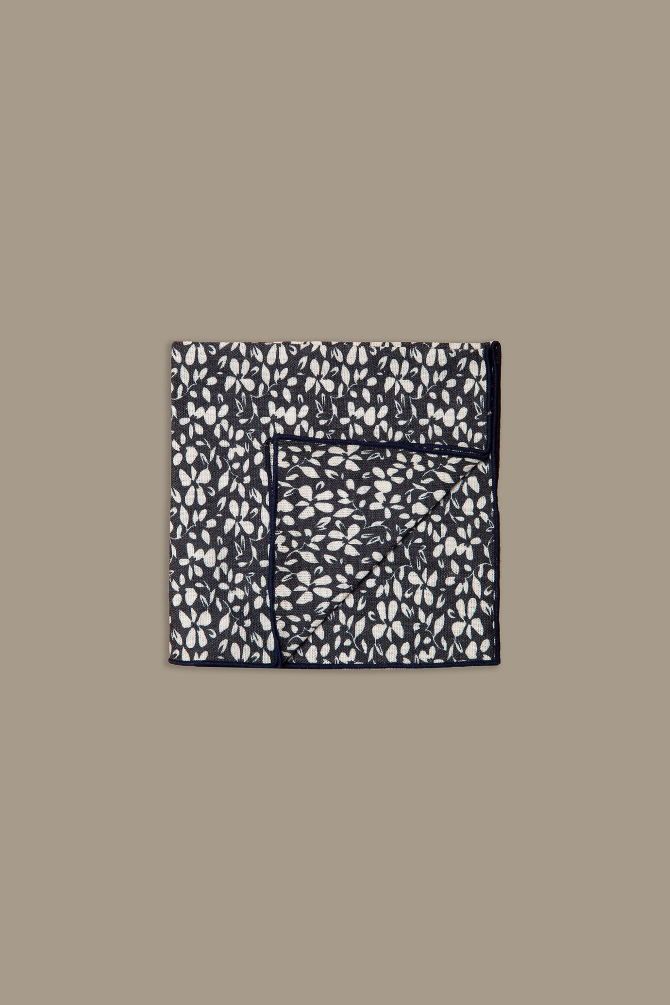 Pochette floreale uomo misto lino blue o moro image number 0