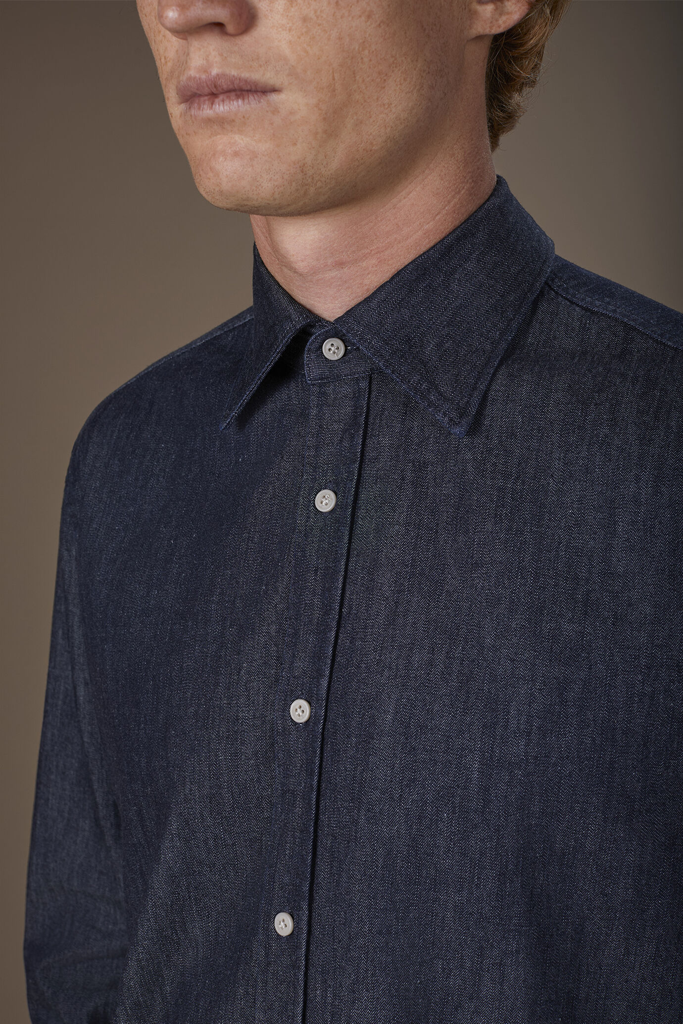 Camicia uomo casual in 100% cotone denim costruzione twill image number 2