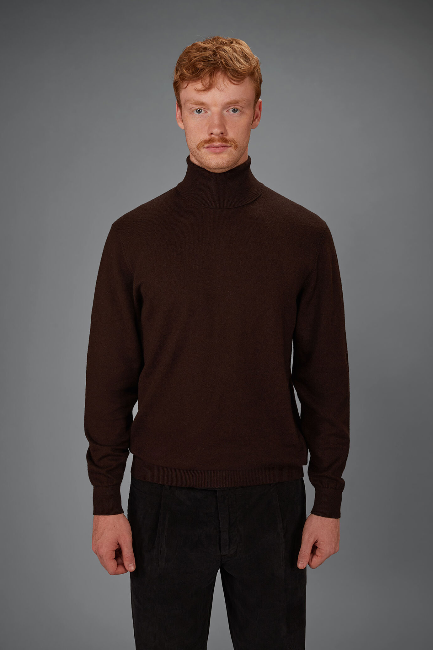 Maglia uomo dolcevita in misto lana e cotone regular fit image number 1