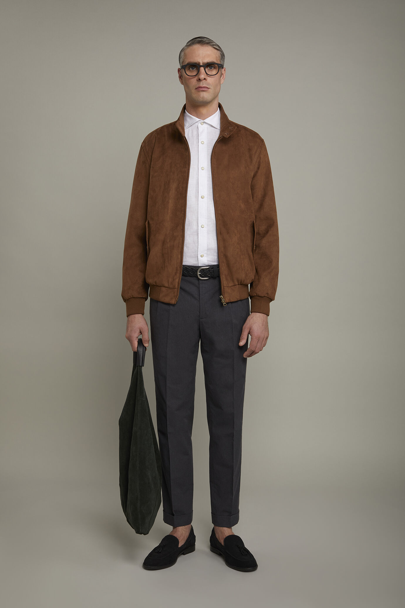 Men's unlined jacket with eco-suede fabric