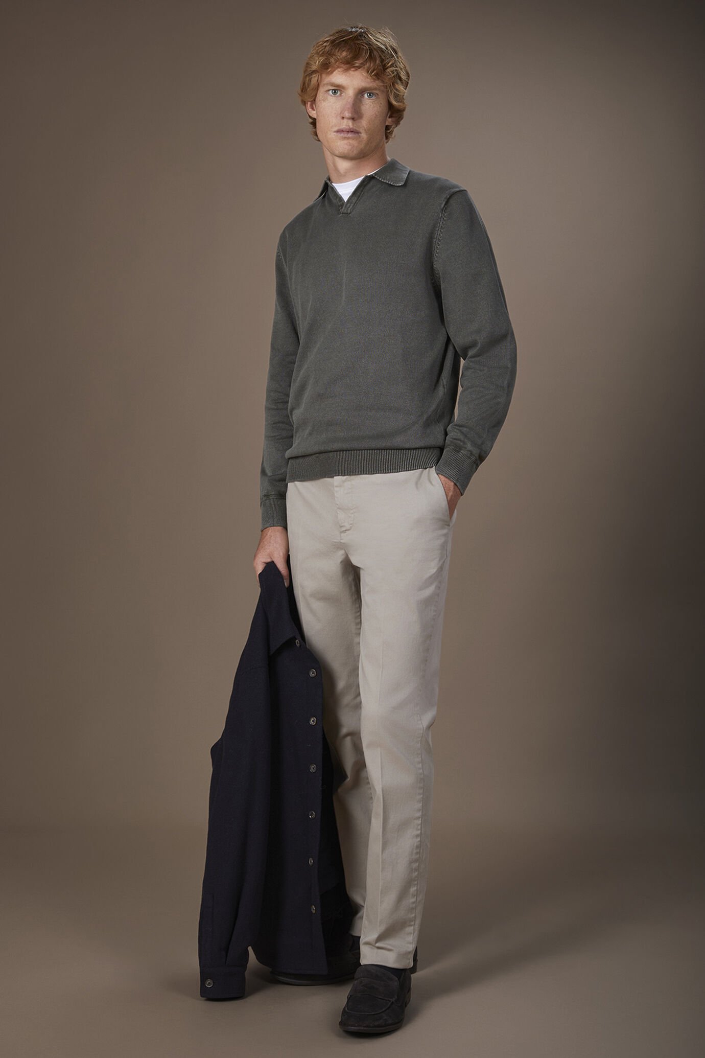 Herren-Polohemd mit langen Ärmeln aus 100 % Baumwolle image number 0